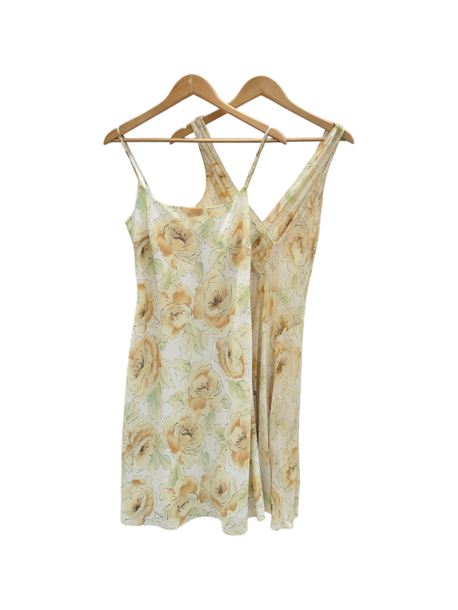 Vintage 90s Layered Silk Floral Midi Dress (S/M)