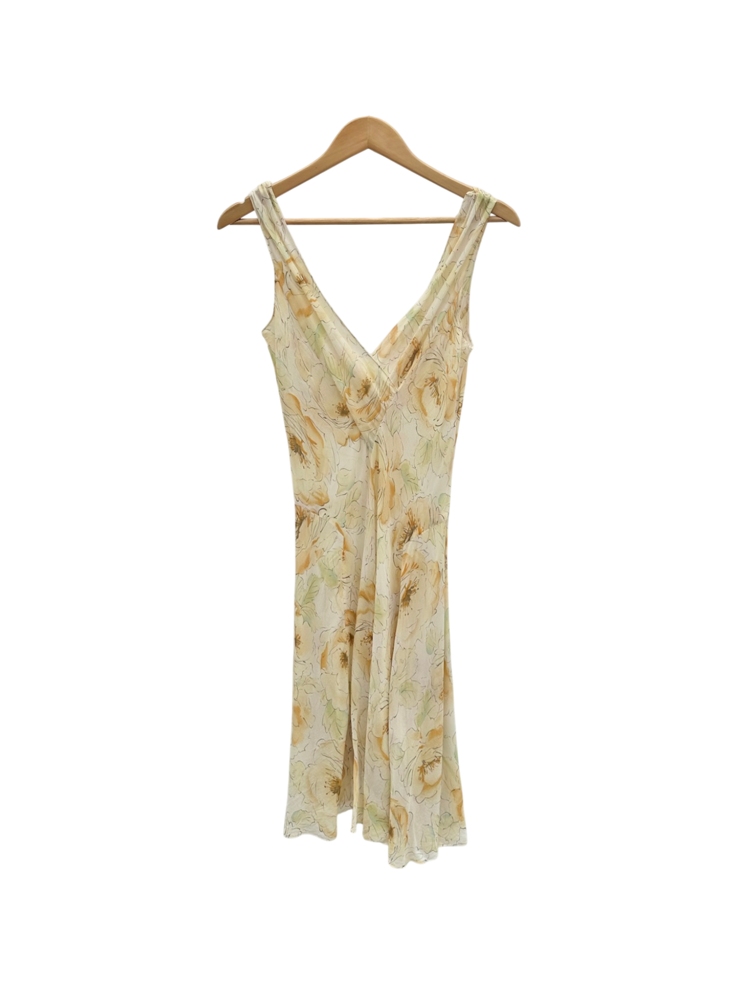 Vintage 90s Layered Silk Floral Midi Dress (S/M)