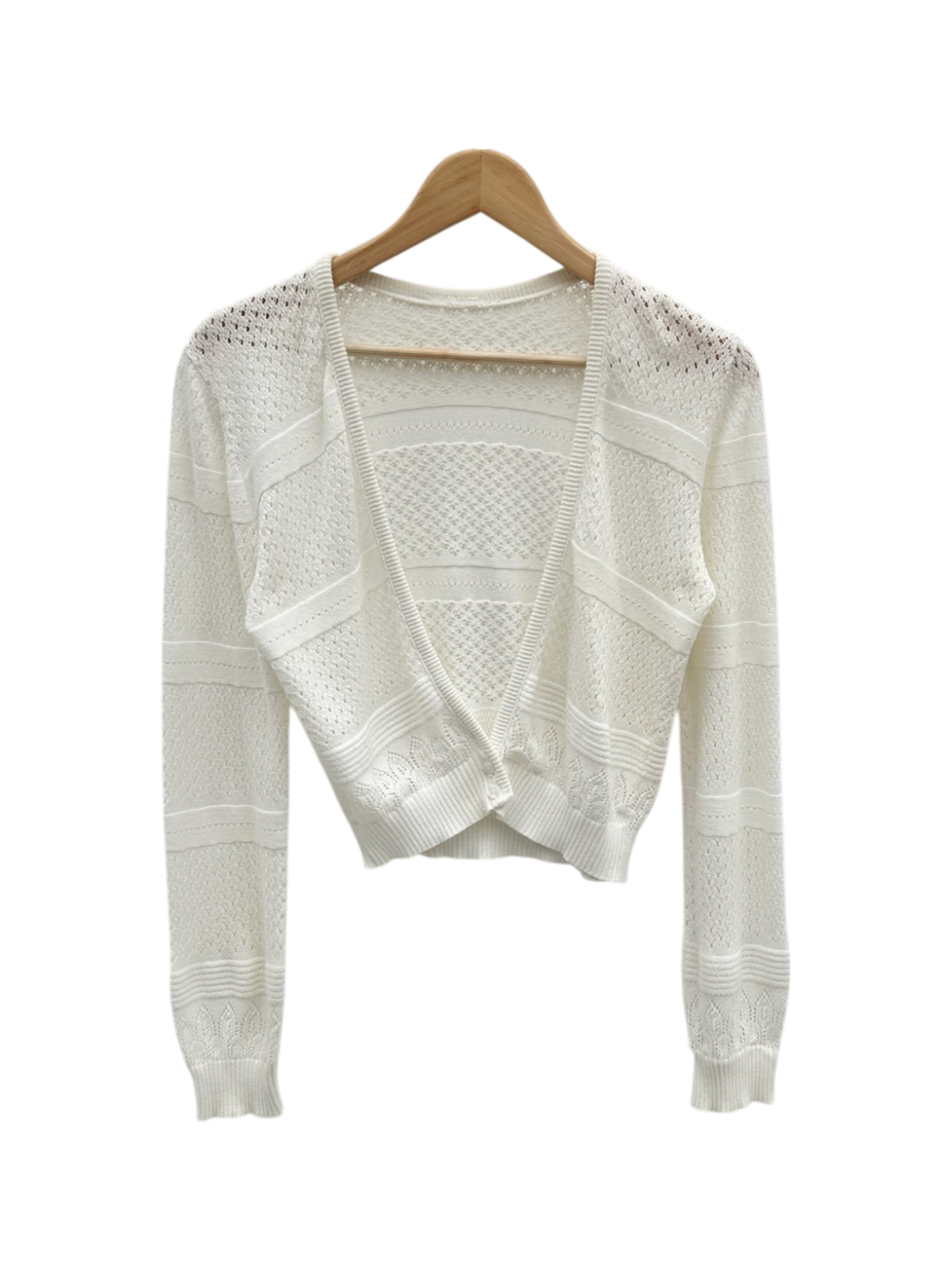 Vintage 90s Eyelet Cropped Knit Cardigan (S/M)