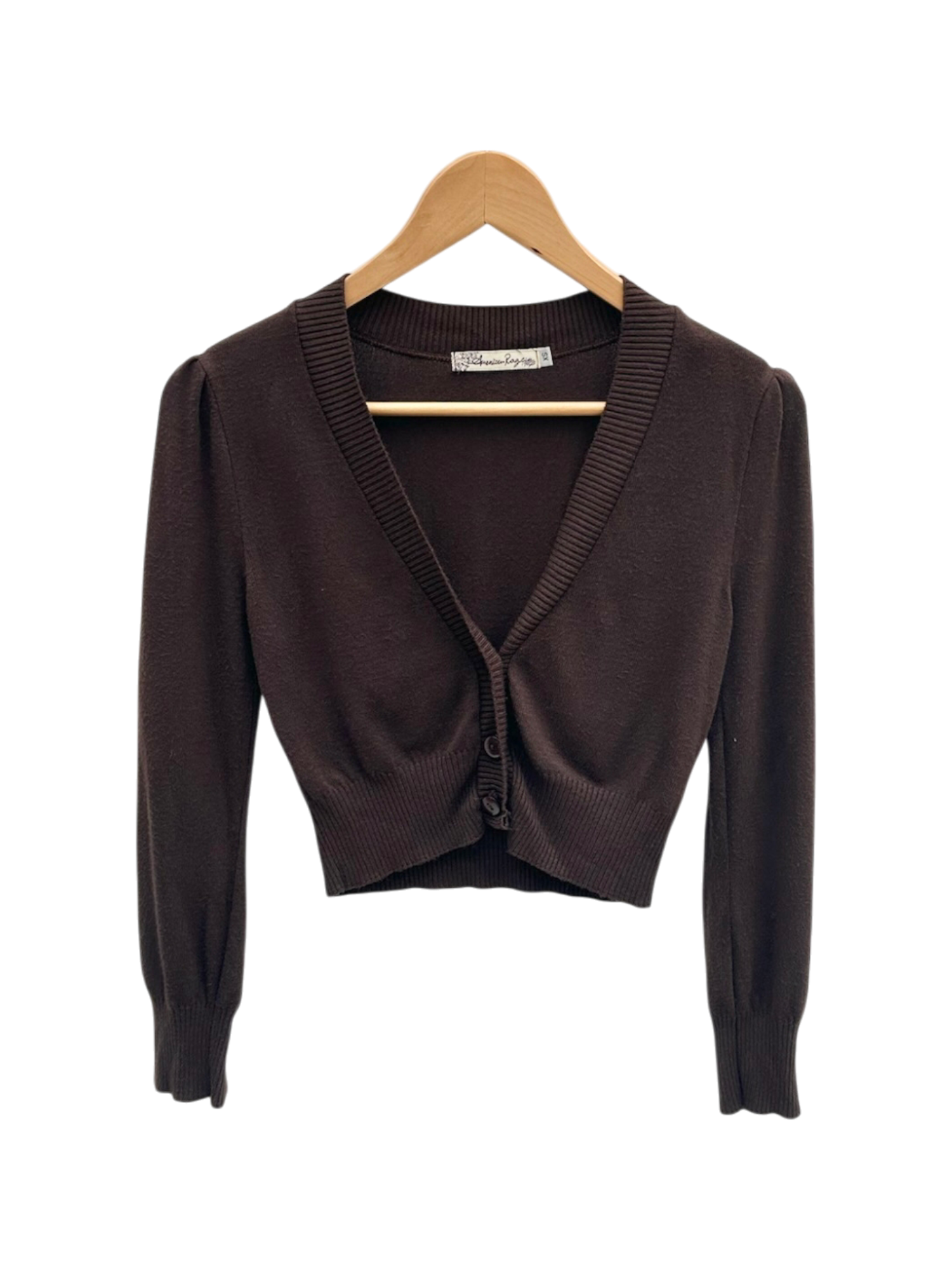 Vintage 90s Cropped Chocolate Cardigan (S)
