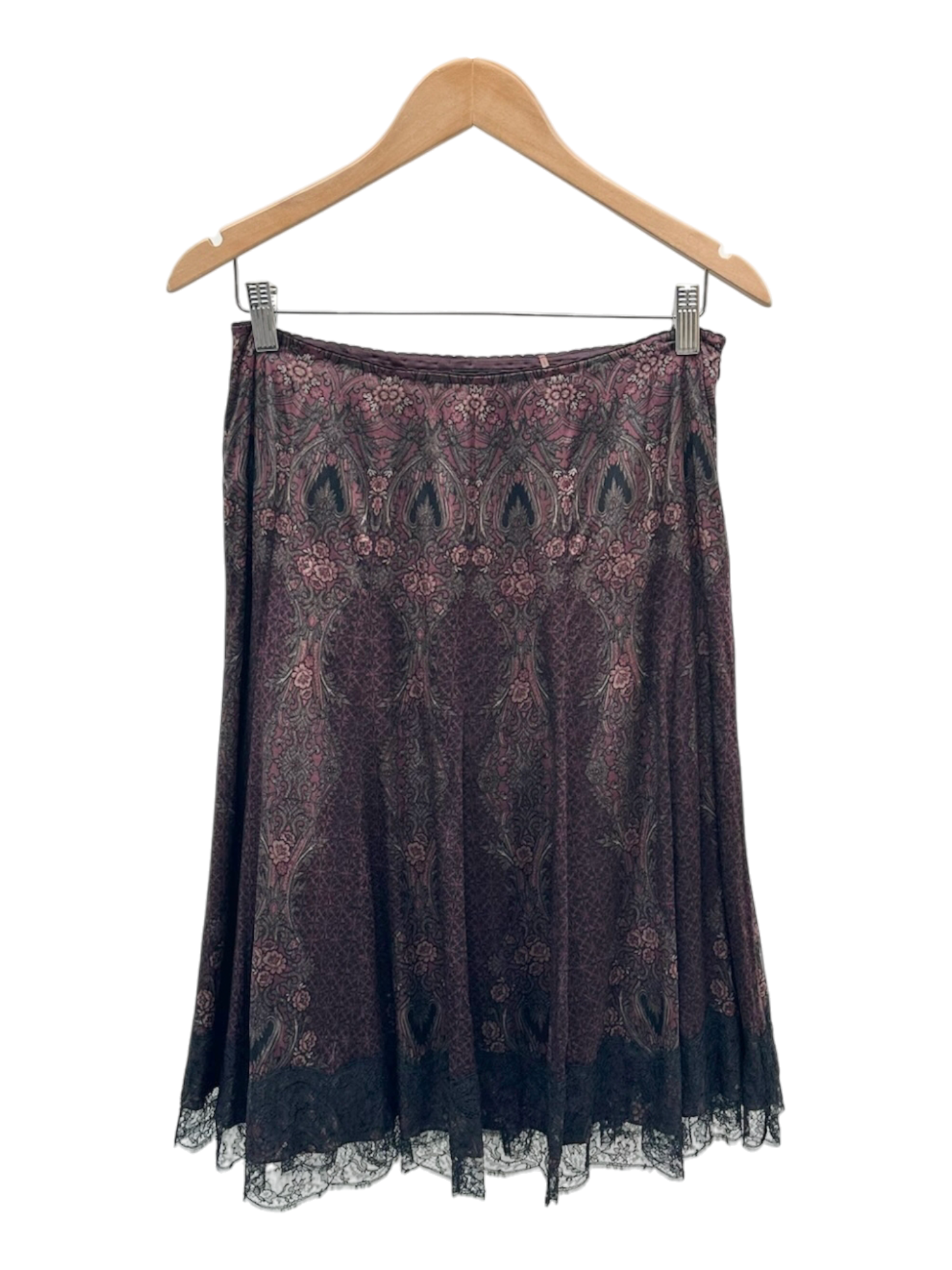 Dainty Lace Trim Floral Midi Skirt (M)