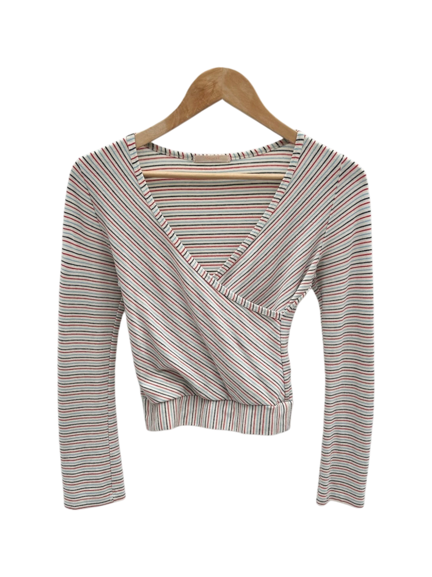 Vintage 90s Retro Striped Wrap Knit Top (XS/S)