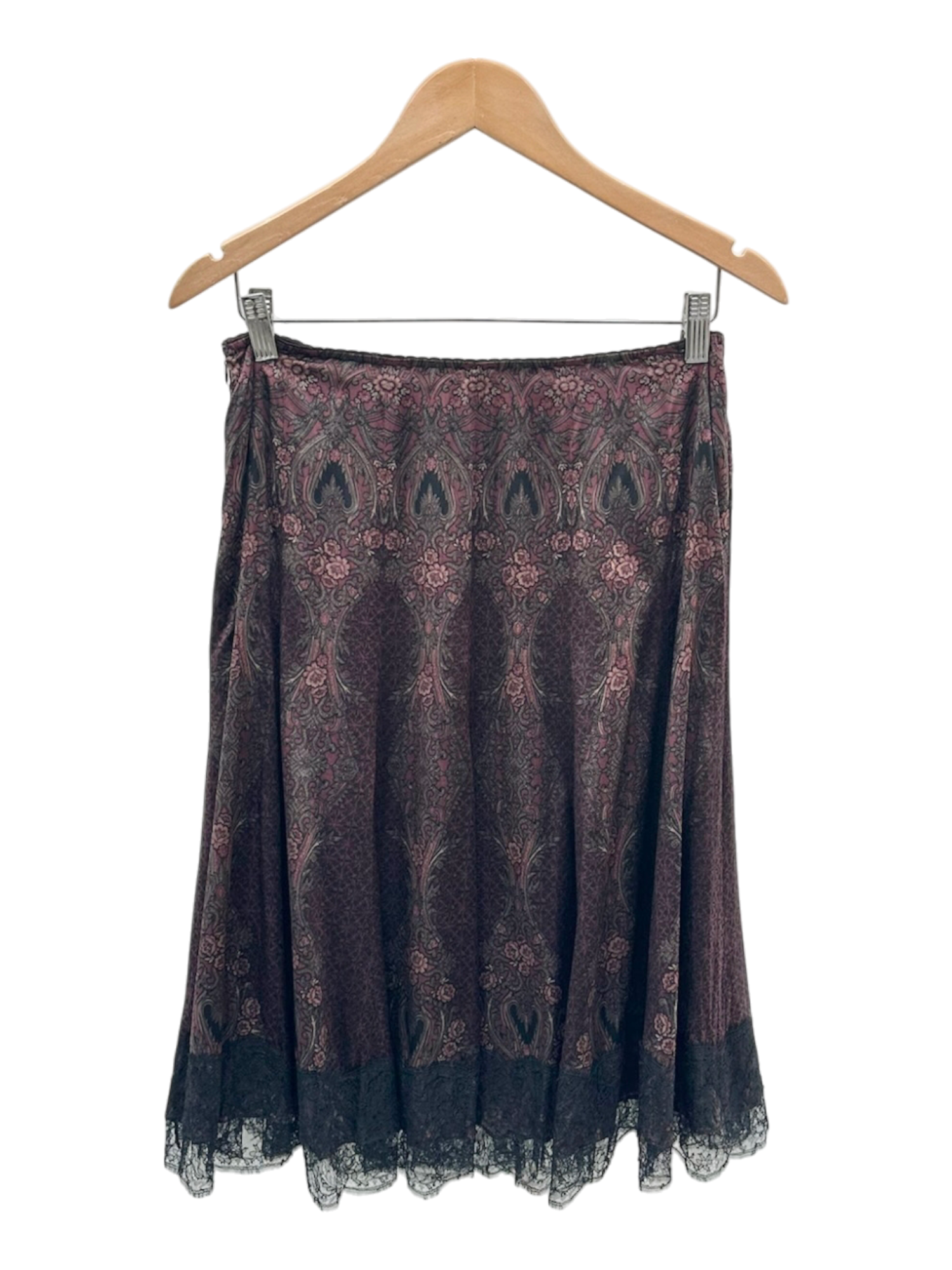 Dainty Lace Trim Floral Midi Skirt (M)