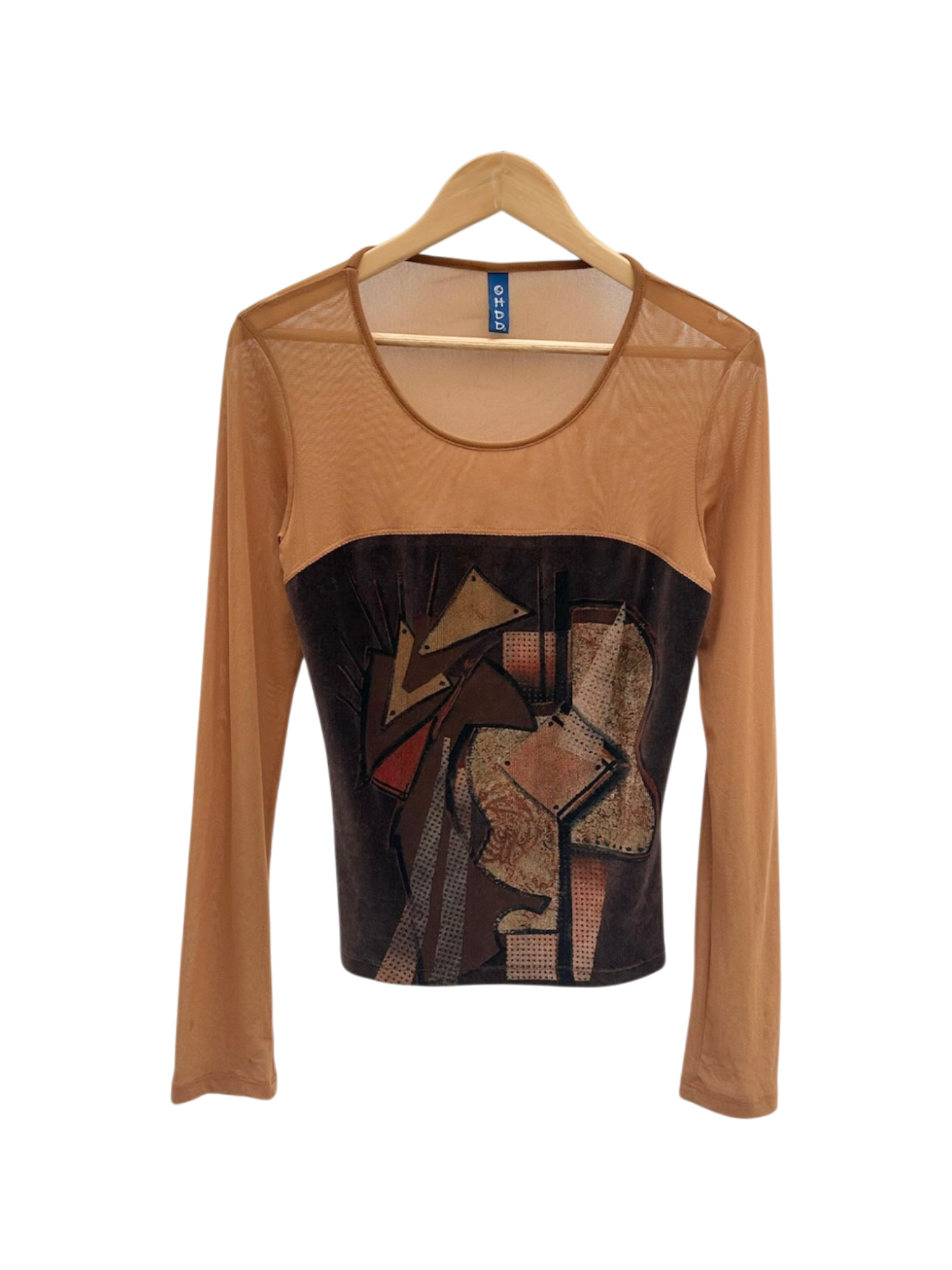 Vintage 90s Abstract Sheer Mesh Knit Top (M)
