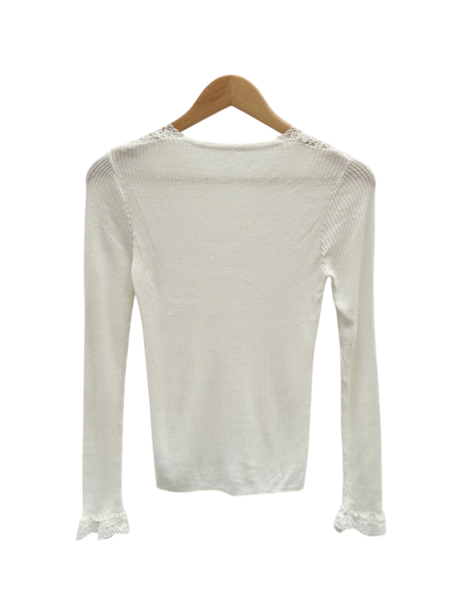 Vintage 90s Dainty Lace Insert Knit Top (S)