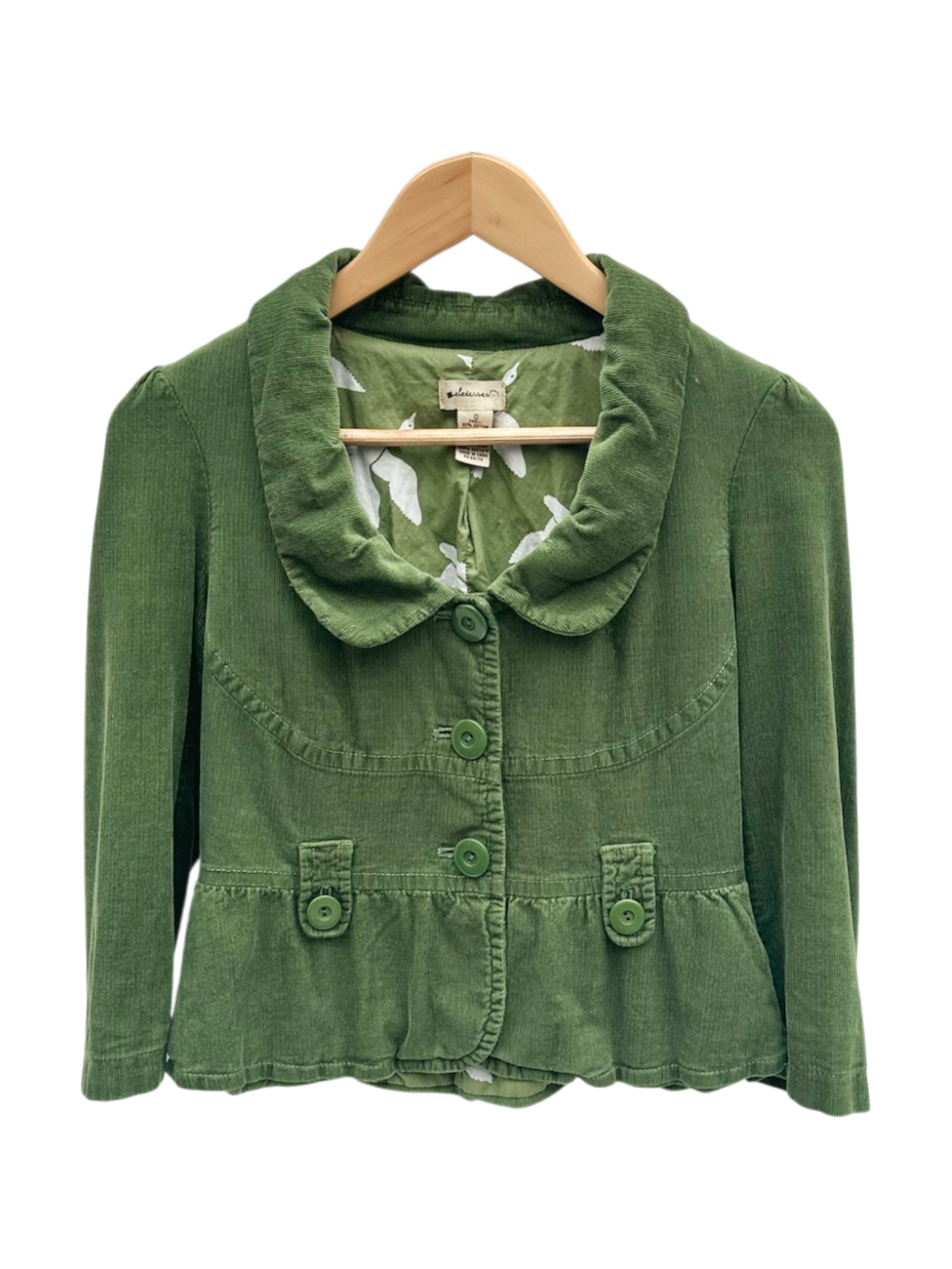 Vintage 90s Retro Green Apple Corduroy Jacket (XS)
