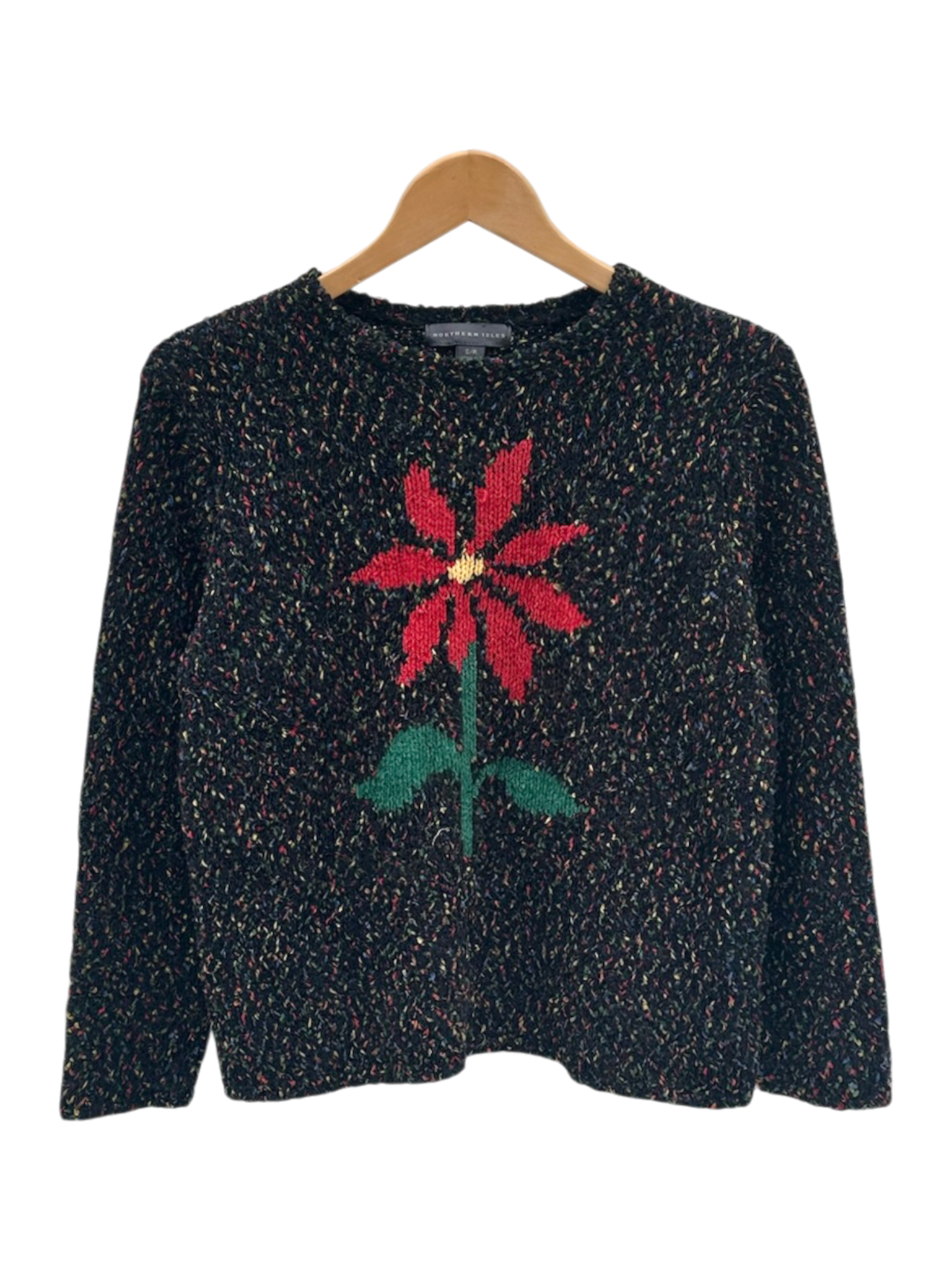 Vintage Floral Cozy Melange Knit Sweater (S/M)