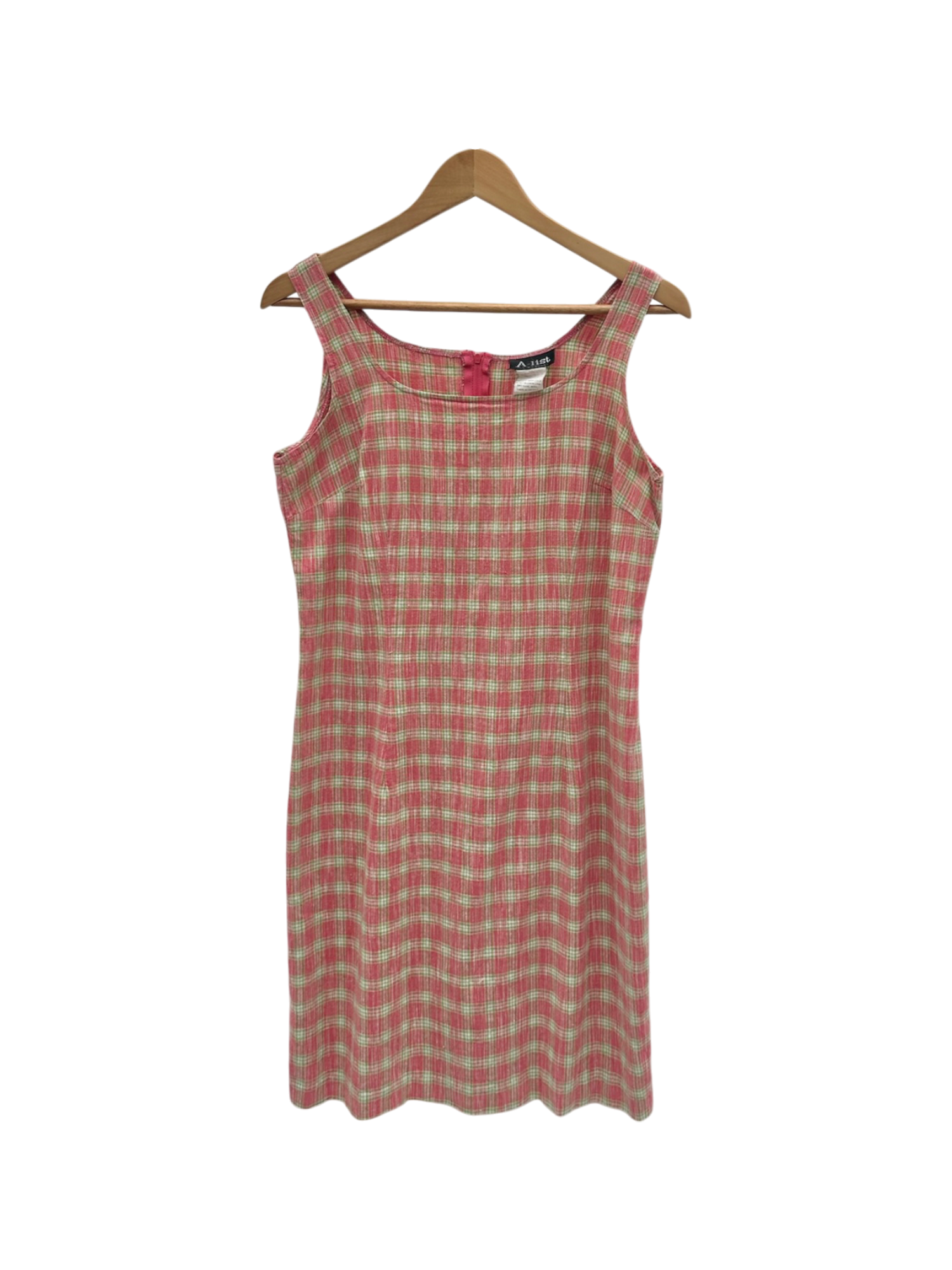 Vintage 90s Apricot Plaid Mini Dress (M)