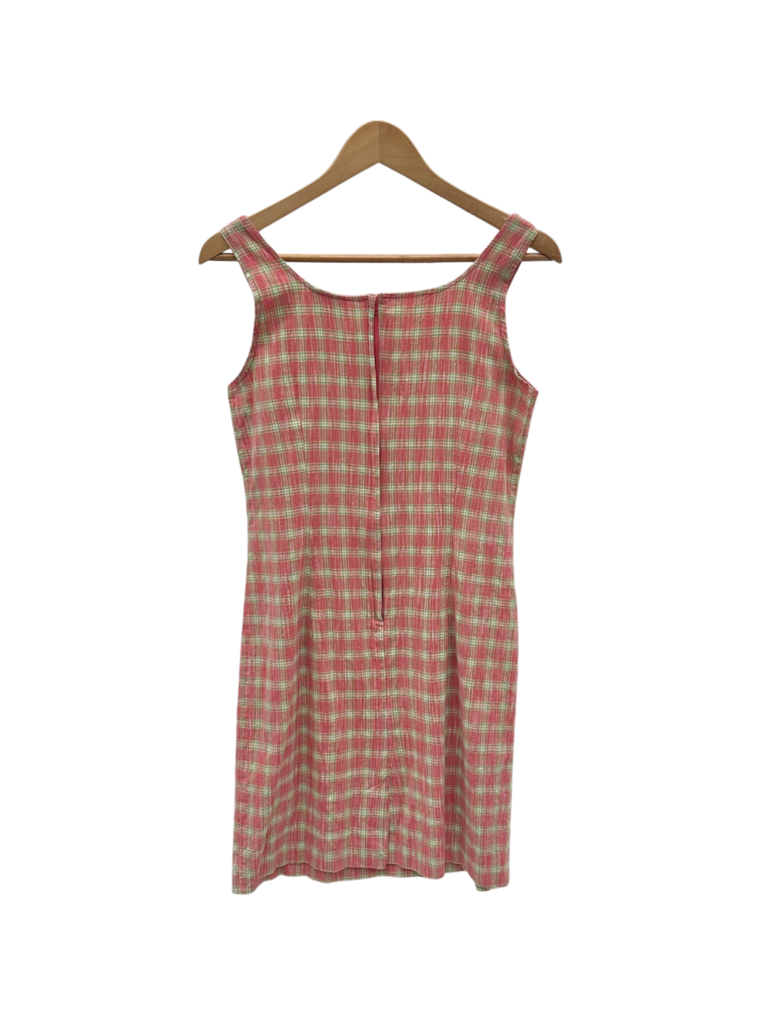 Vintage 90s Apricot Plaid Mini Dress (M)
