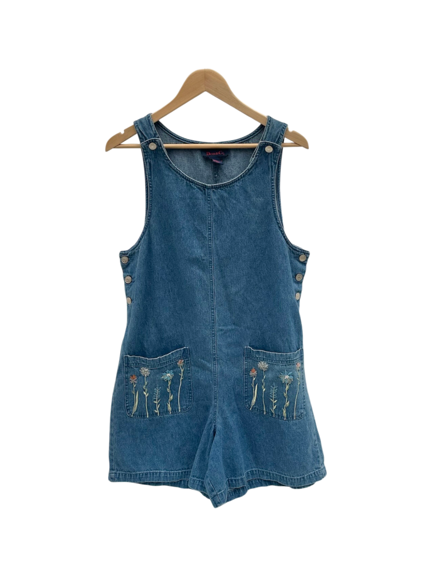 Vintage 90s Cottagecore Embroidered Cotton Overalls (M)