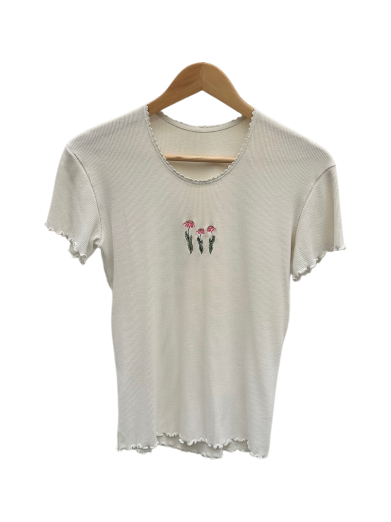 Vintage 90s Floral Embroidered Knit Tee (M)