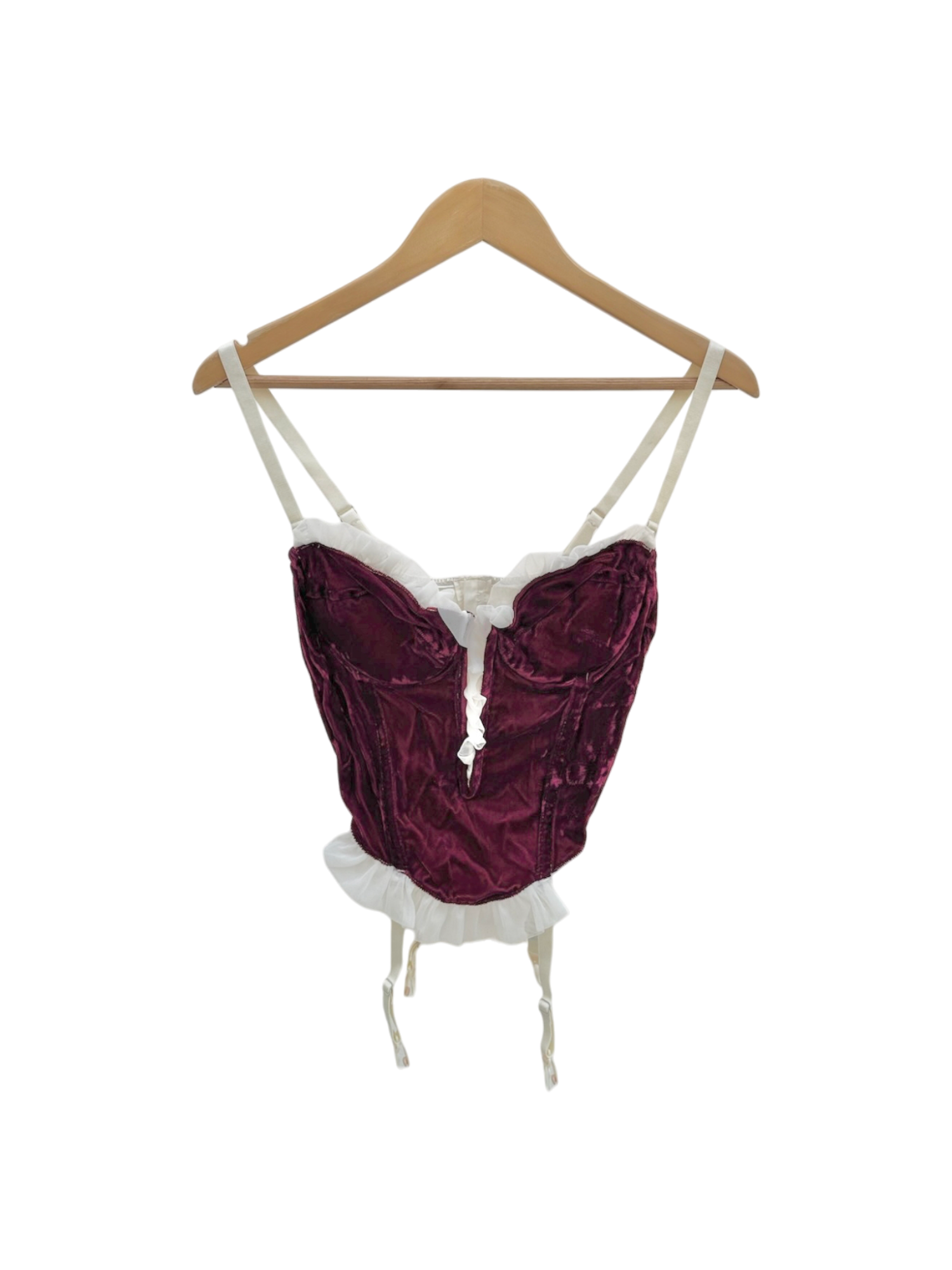 Vintage 90s Velvet Frilled Bustier (S/M)