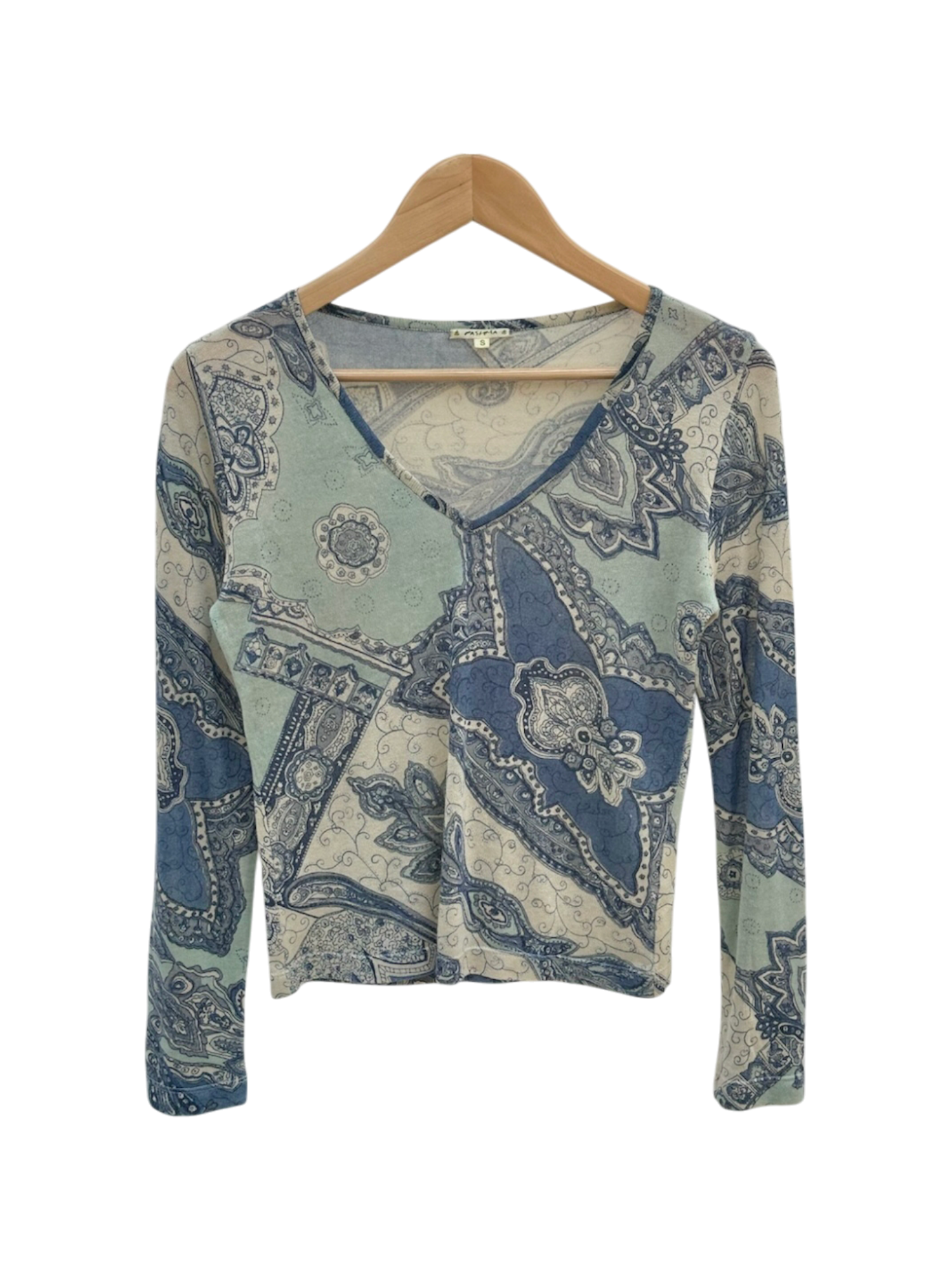 Vintage 90s Retro Paisley Long Sleeve Top (S/M)