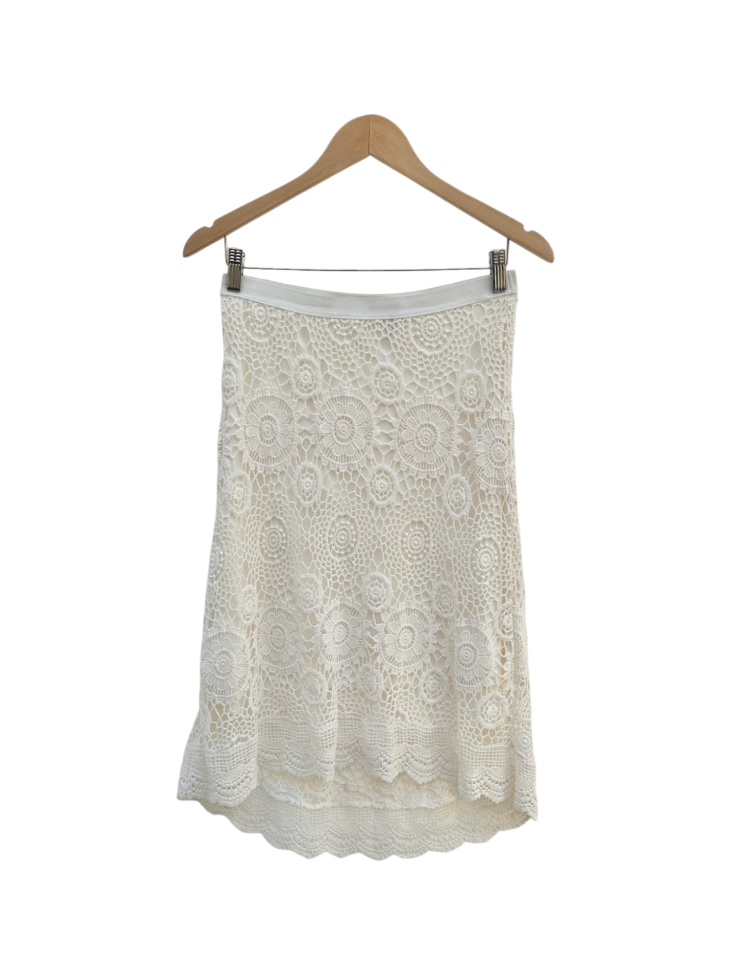 Vintage Dainty Poet Crochet Midi Skirt (S)