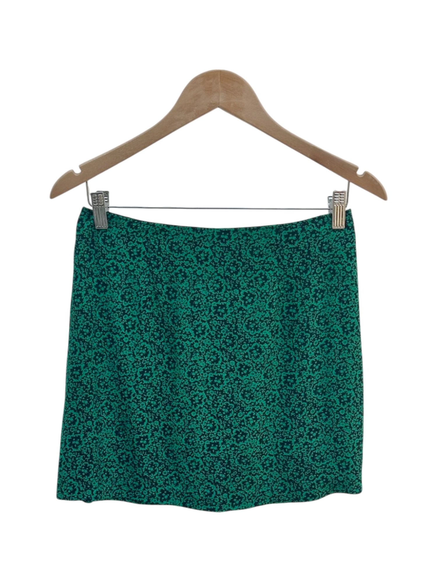 Vintage 90s Emerald Floral Mini Skirt (M)