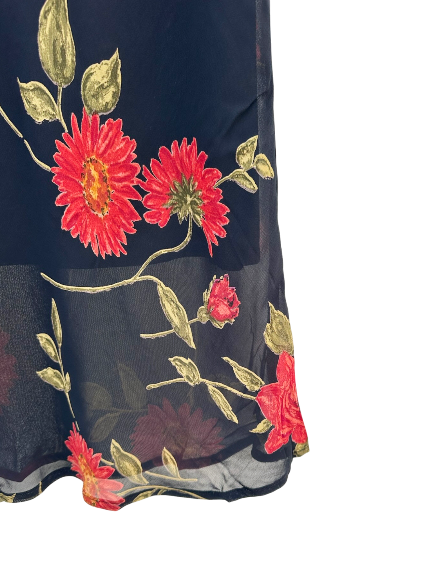 Vintage 90s Red Floral Midi Skirt (SM)