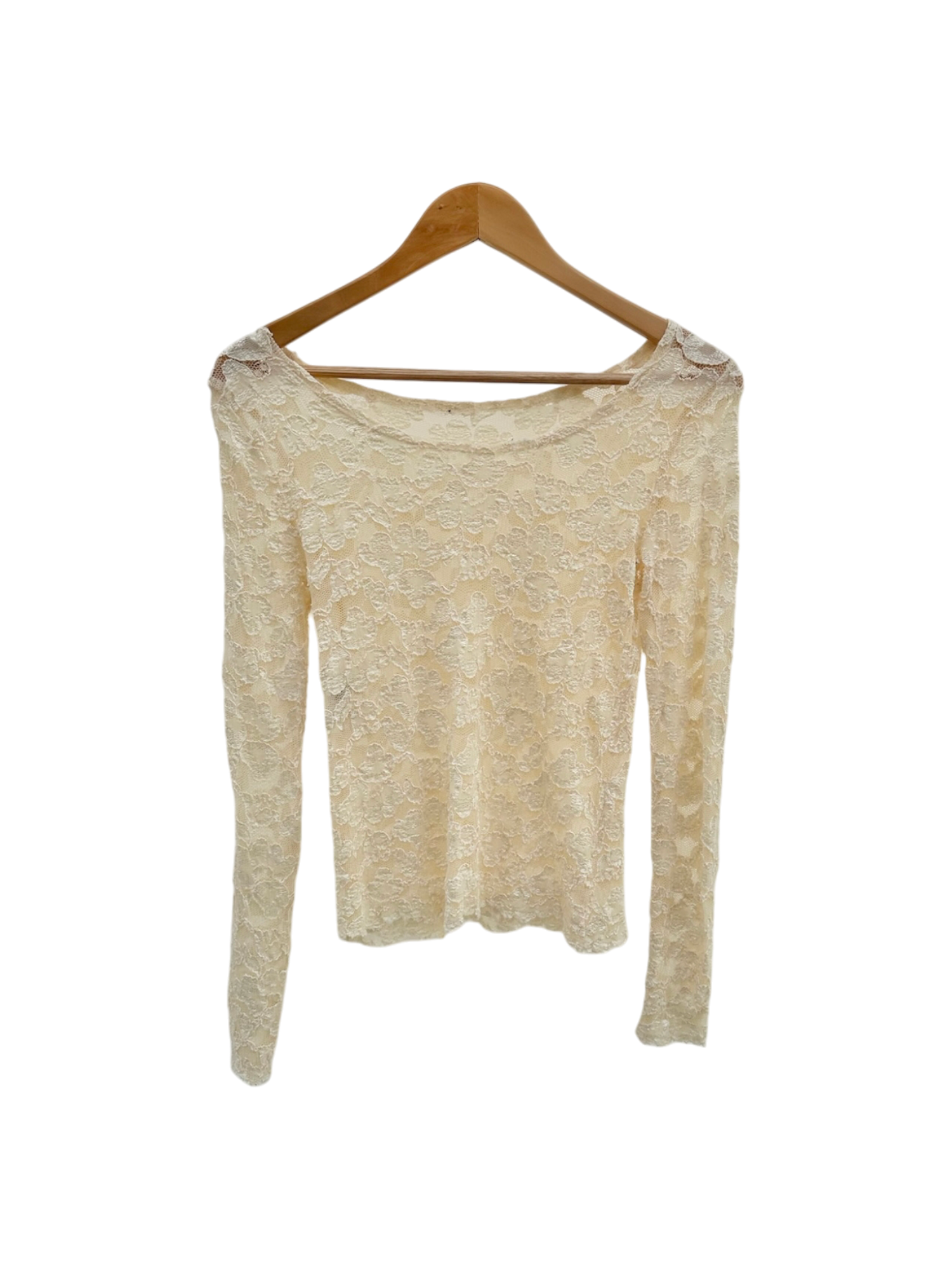 Vintage 80s Cream Lace Long Sleeve (M)