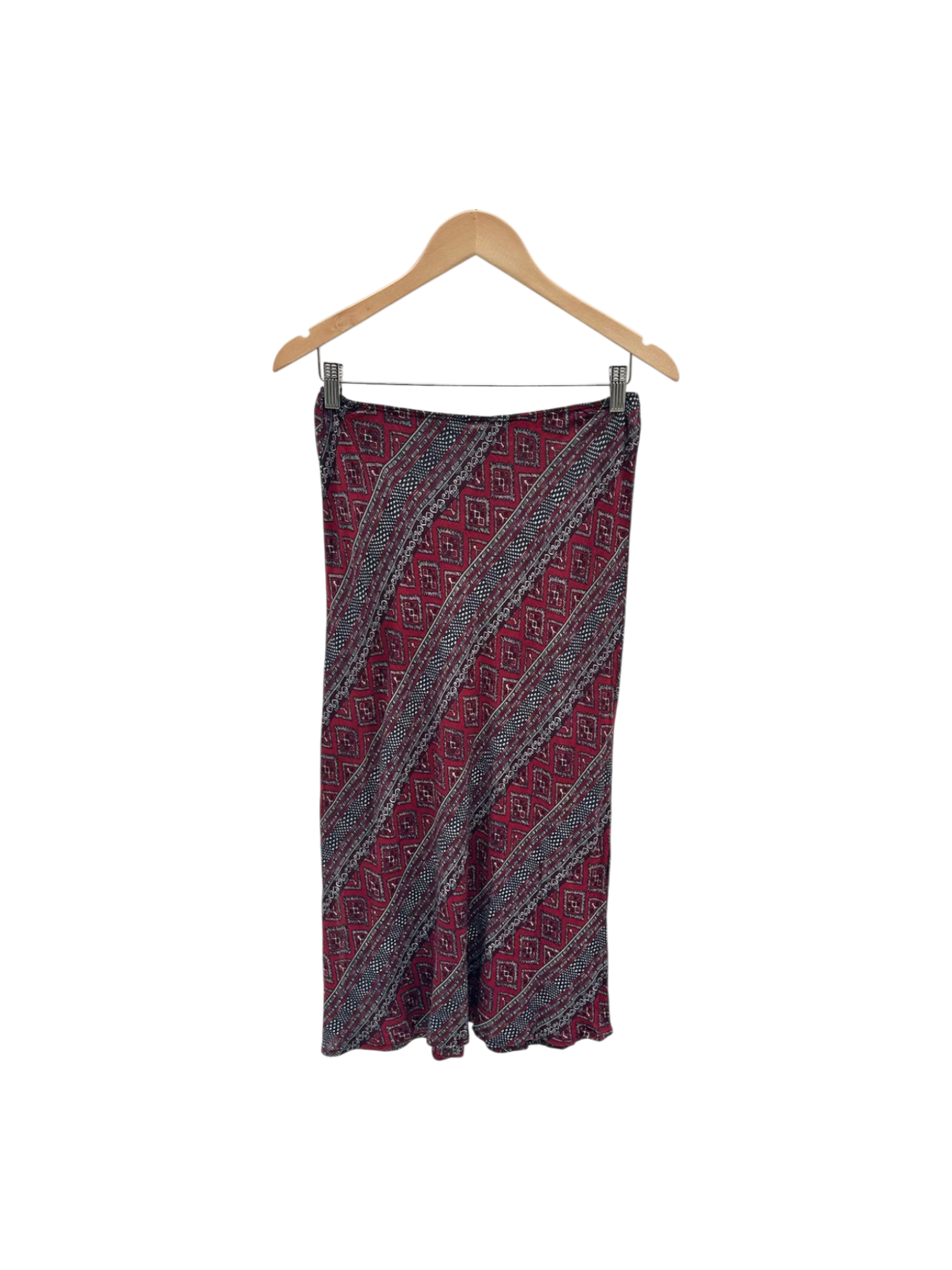 Vintage 90s Retro Patterned Boho Midi Skirt (M)