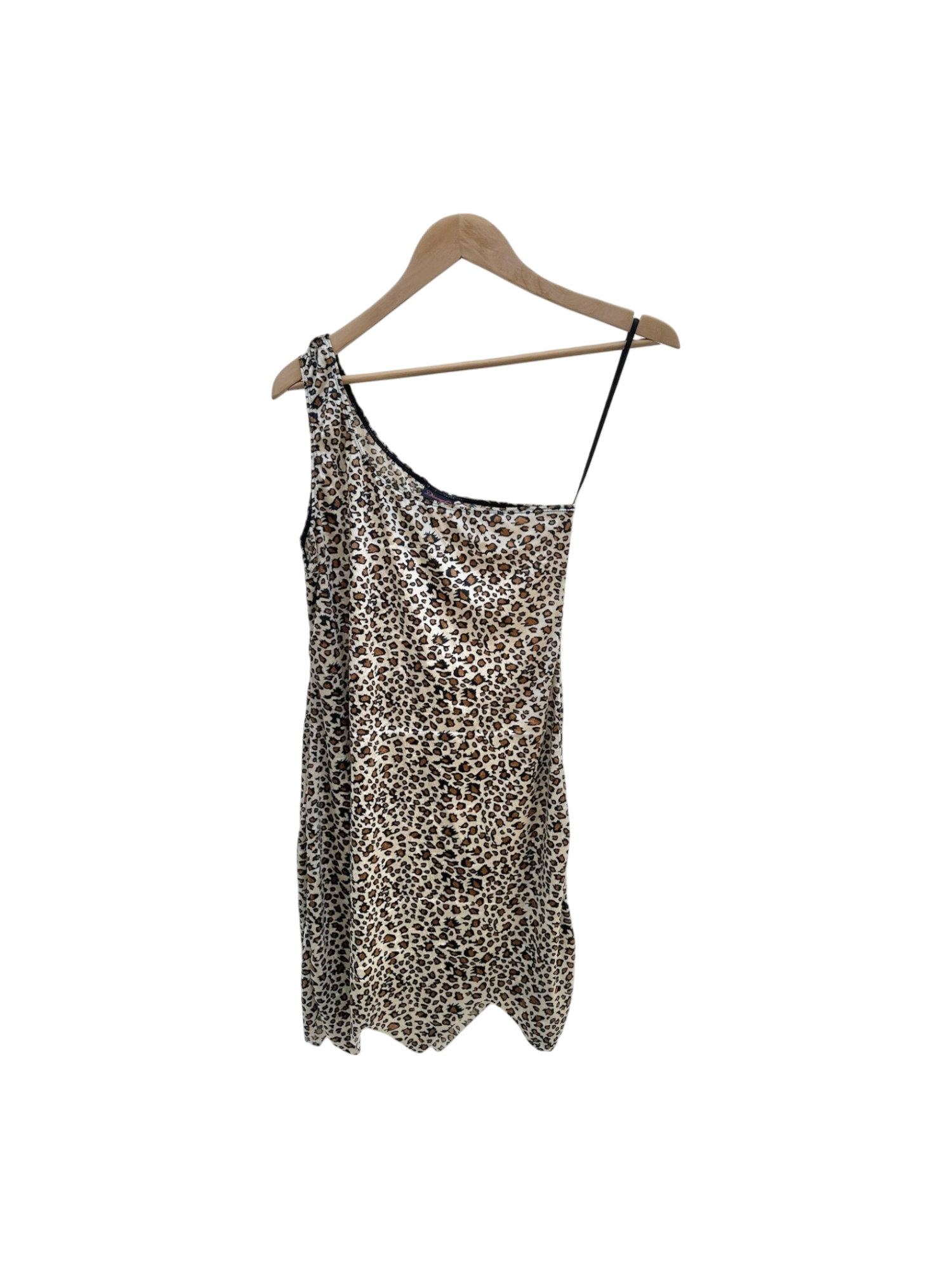 Vintage 90s One Shoulder Cheetah Mini Dress (M)