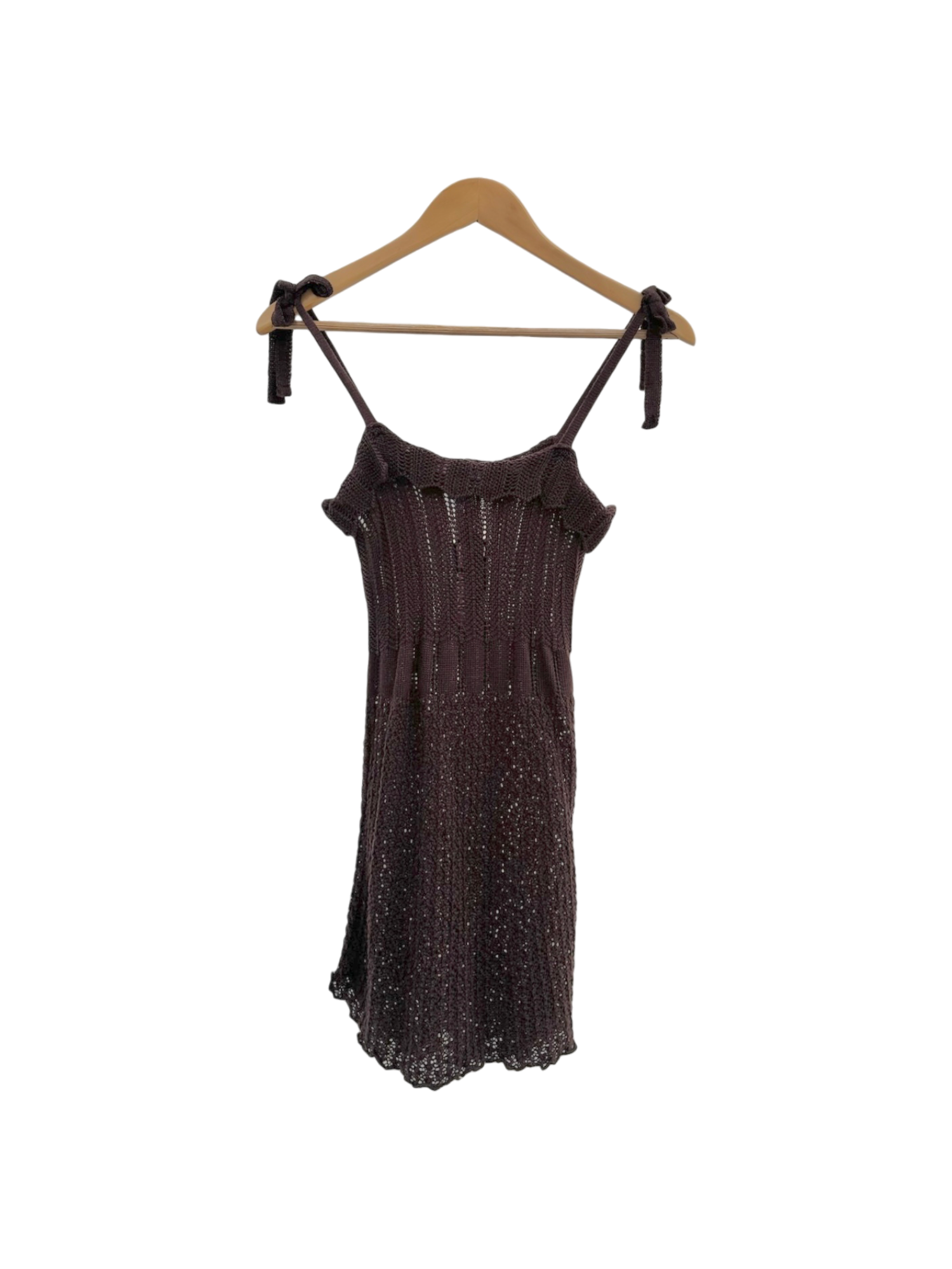 Vintage 90s Chocolate Knit Tie Dress (S)