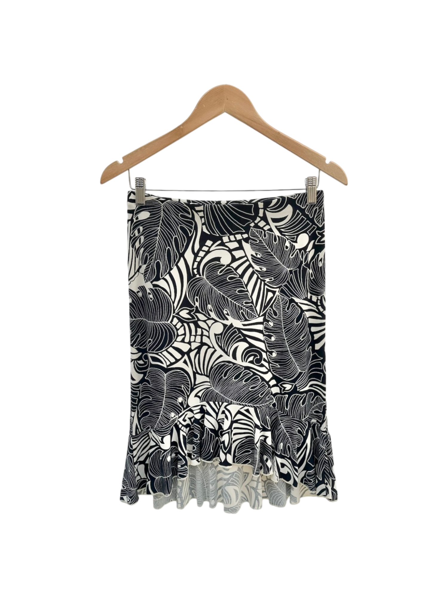 Vintage 90s Floral Sketch Ruffled Midi Skirt (XS/S)
