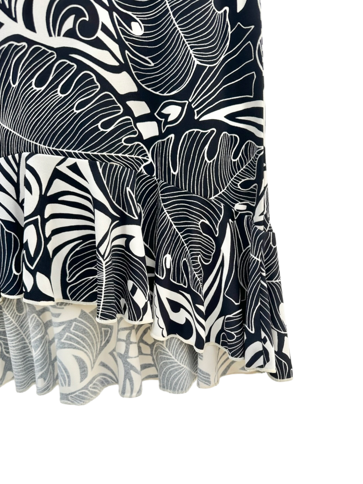 Vintage 90s Floral Sketch Ruffled Midi Skirt (XS/S)