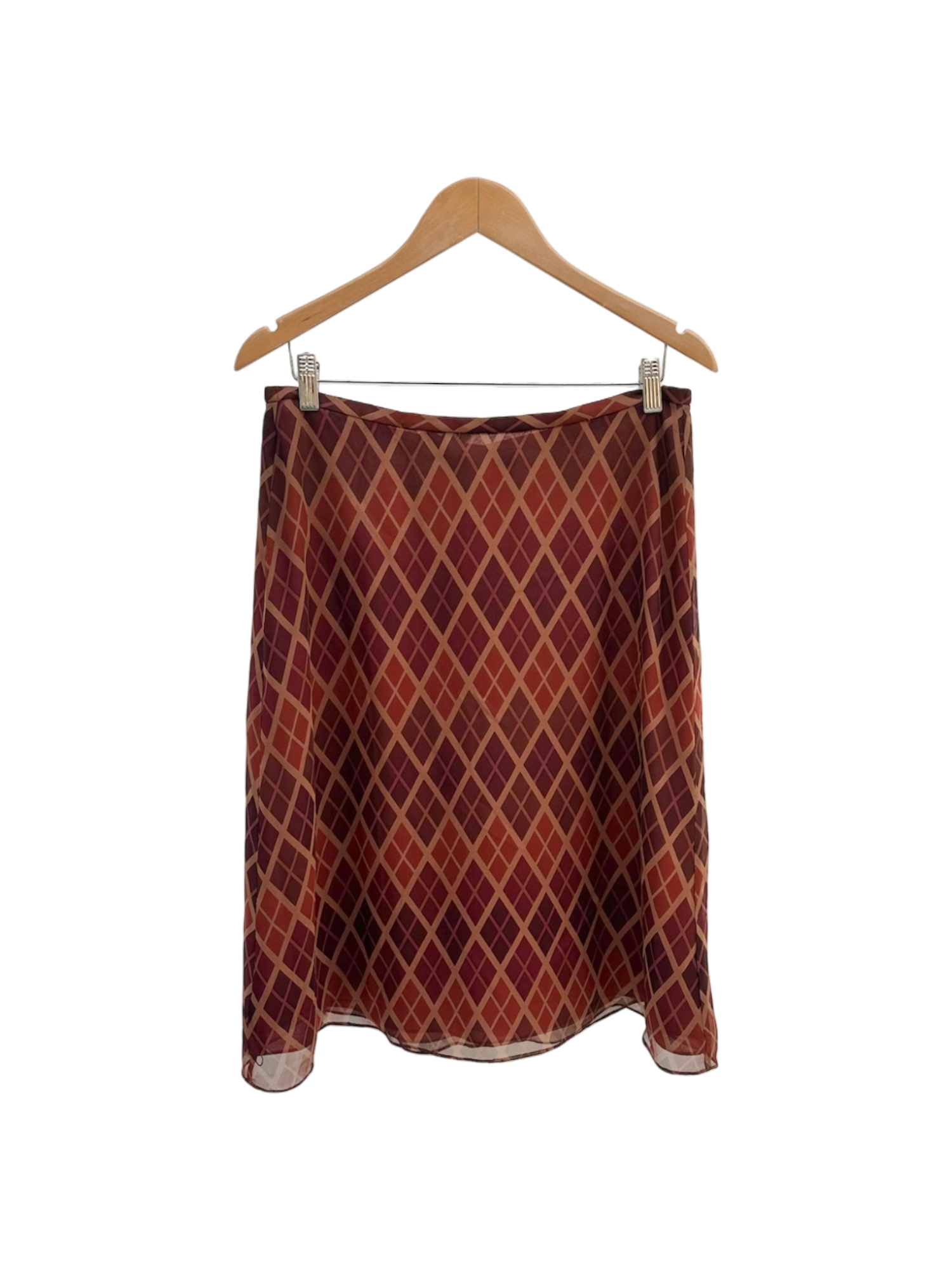 Vintage 90s Diagonal Silk Midi Skirt (M)