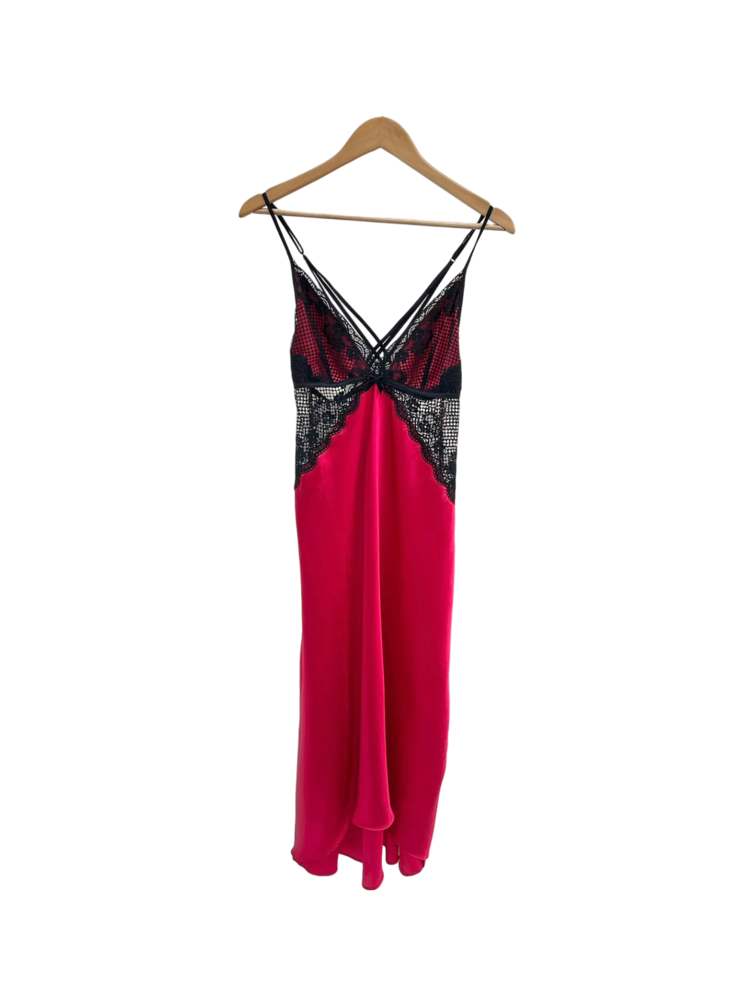Vintage 90s Cherry Lace Midi Slip Dress (S)
