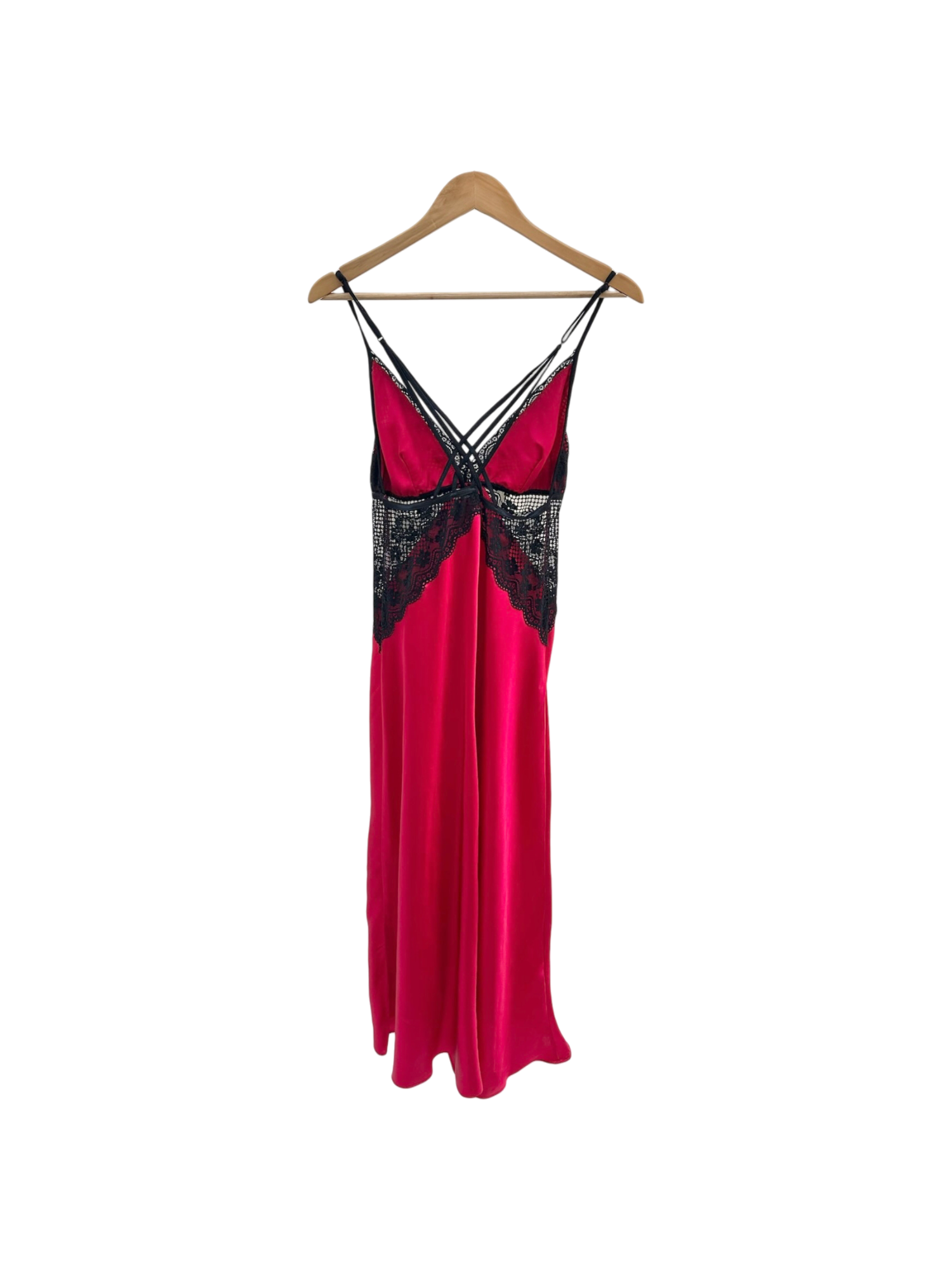 Vintage 90s Cherry Lace Midi Slip Dress (S)
