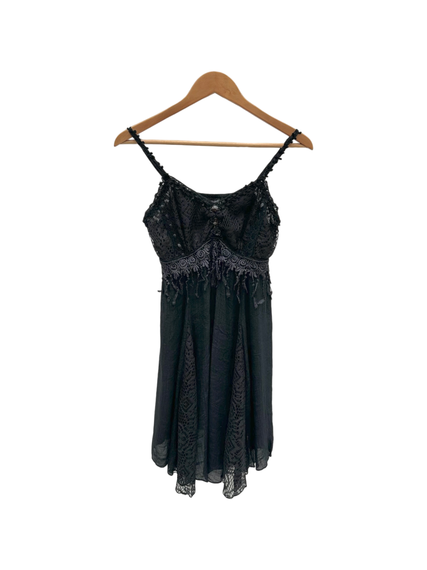 Vintage 90s Boho Lace Cotton Dress (M)