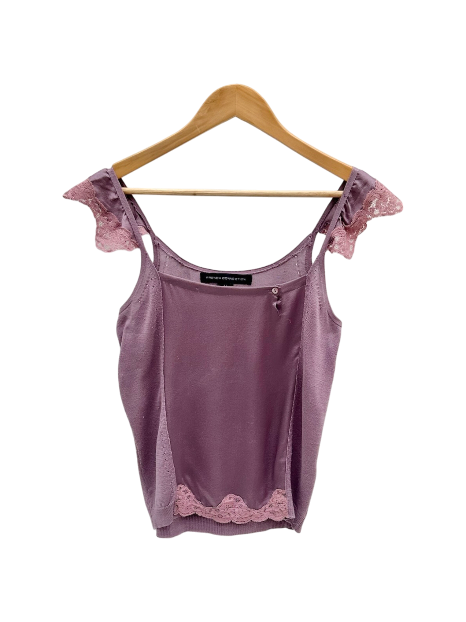Vintage Dainty Lace Silk Knit Cami (M)