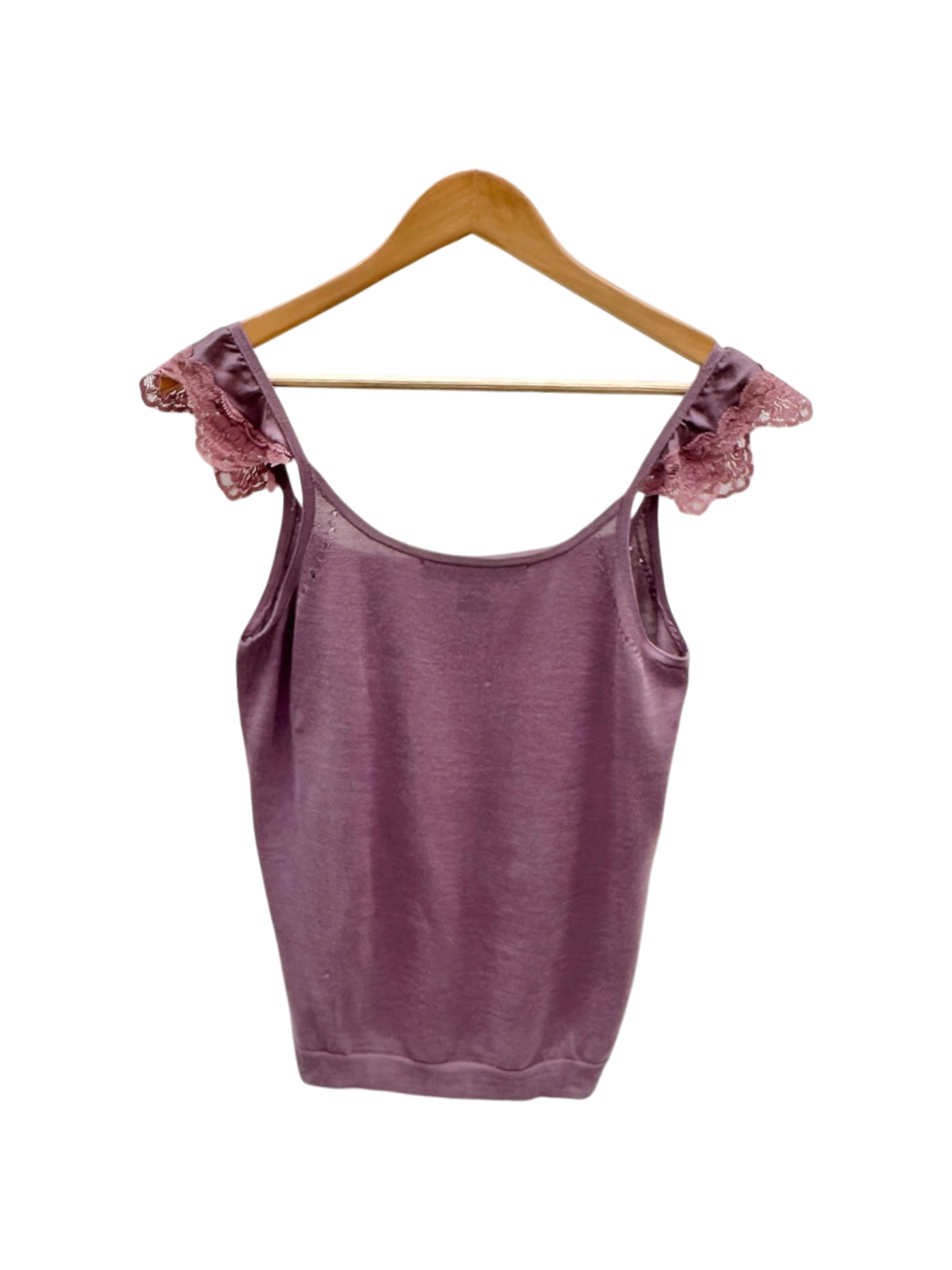 Vintage Dainty Lace Silk Knit Cami (M)