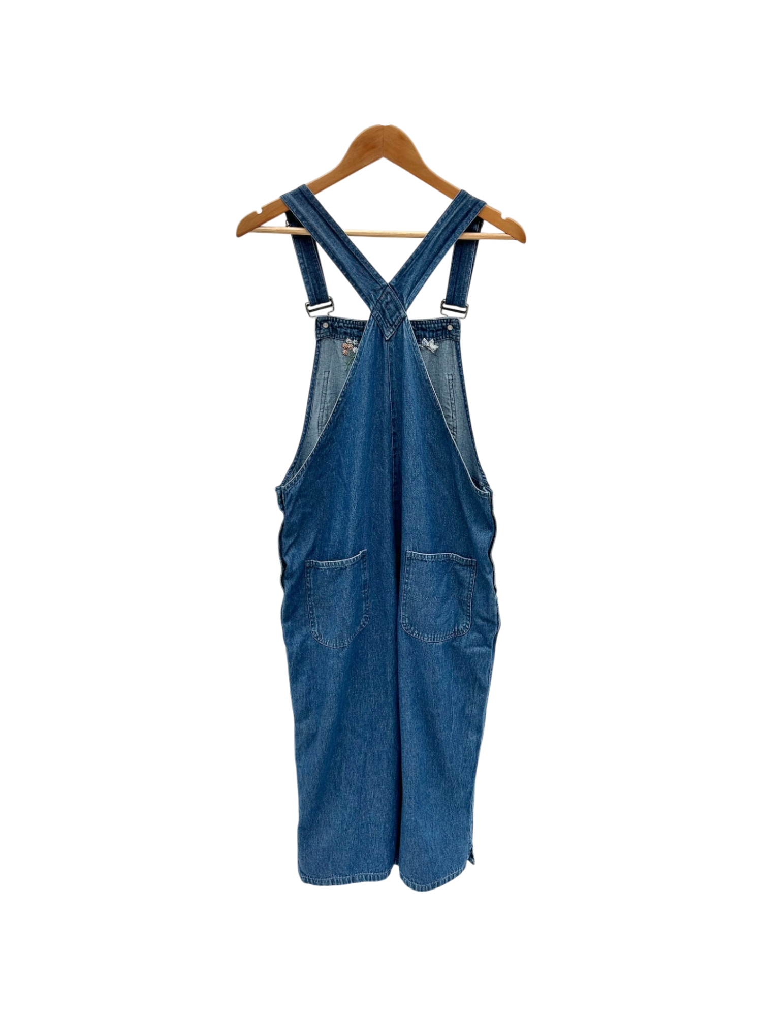 Vintage 90s Floral Embroidered Denim Overalls (M)