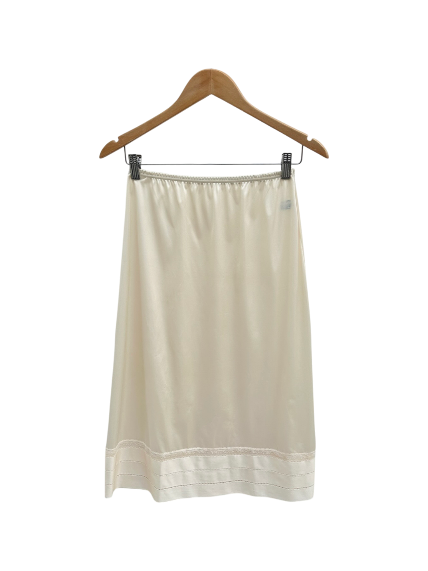 Vintage 80s Cream Panel Midi Slip Skirt (S)