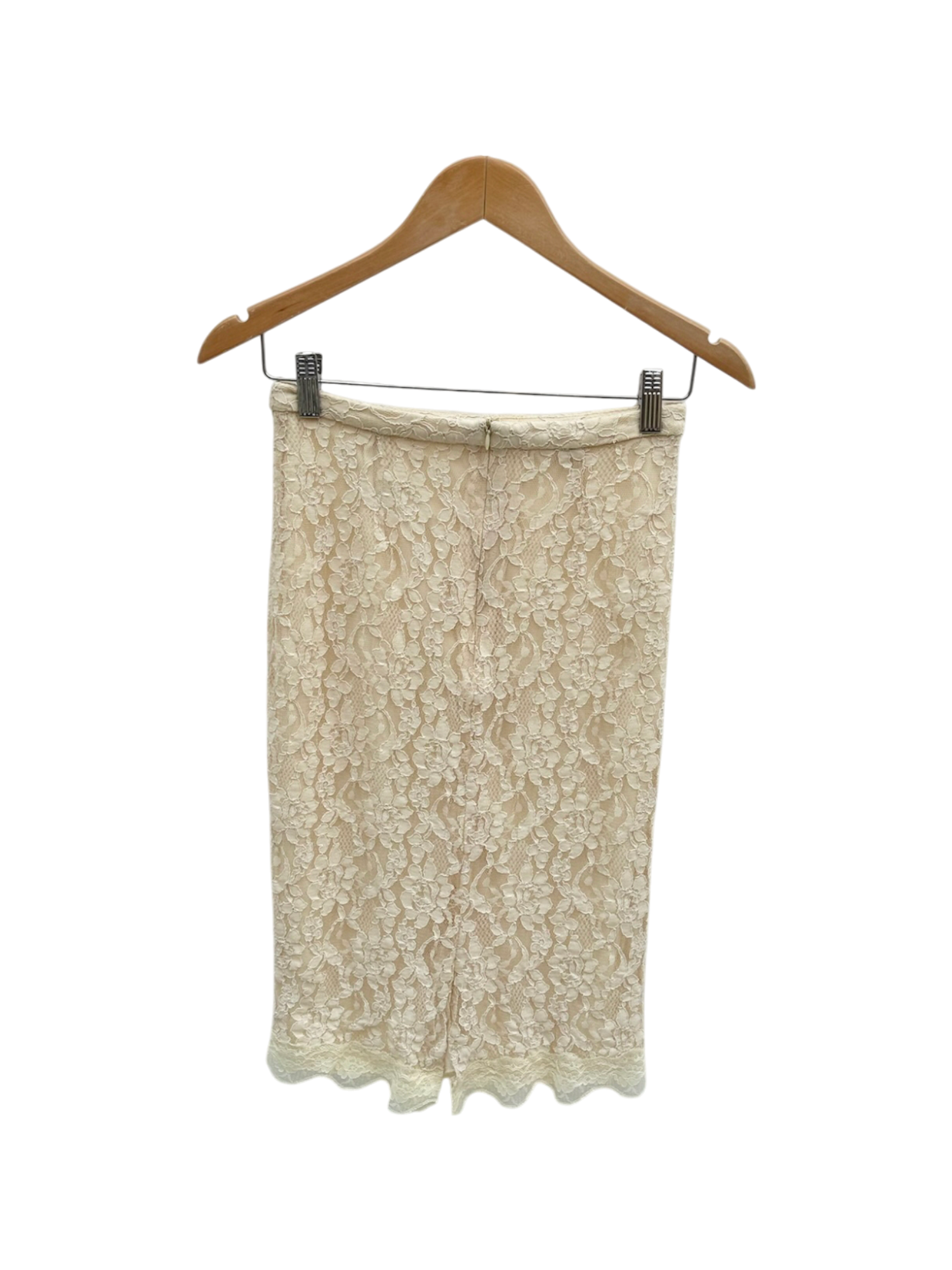 Vintage Cream Lace Midi Skirt (S)