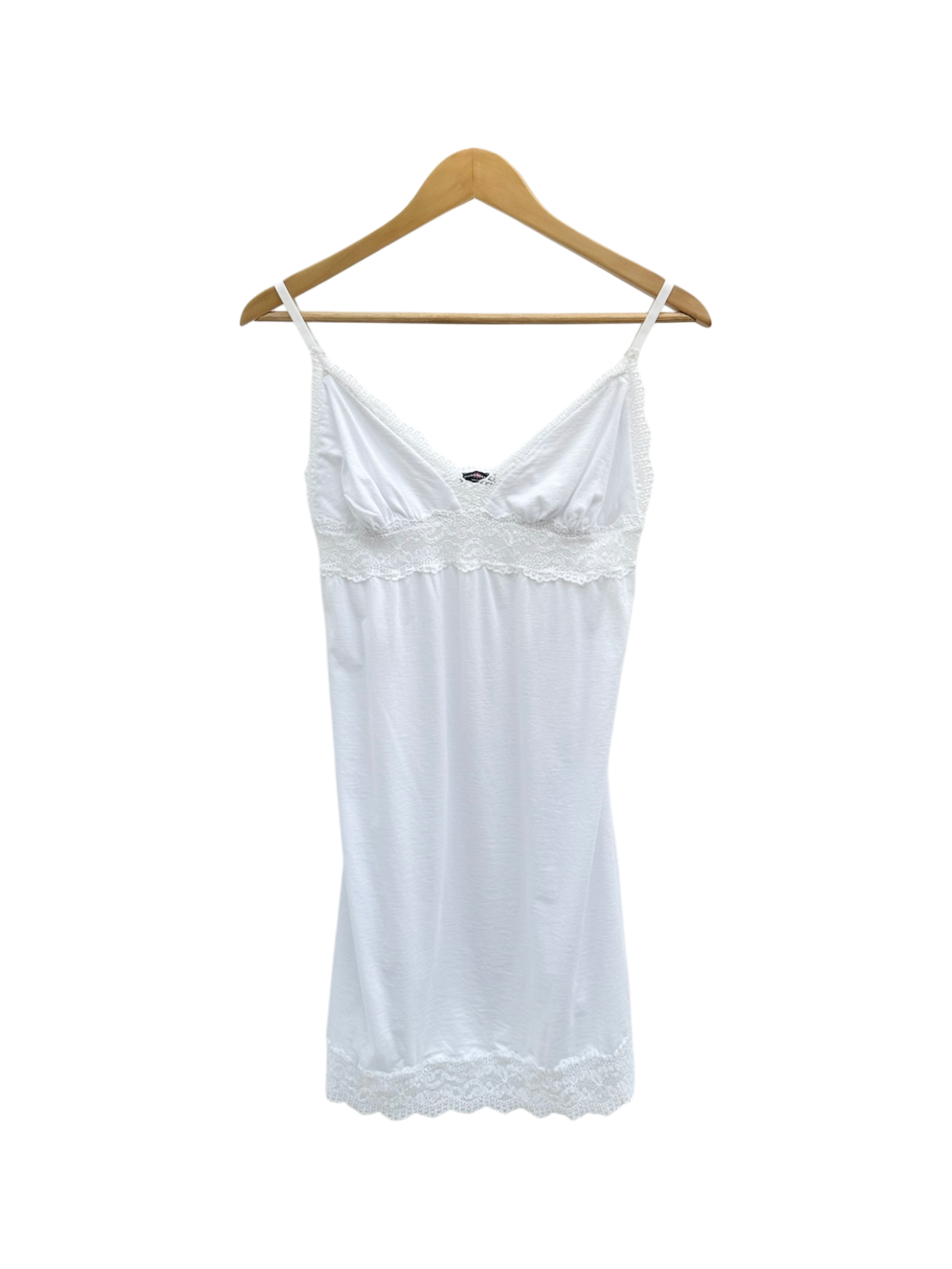 Vintage 90s Ivory Eyelet Mini Slip Dress (M)