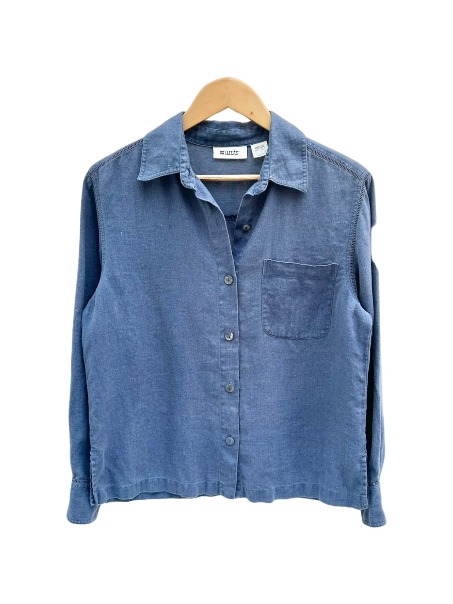 Vintage 90s Indigo Linen Button Up (M)