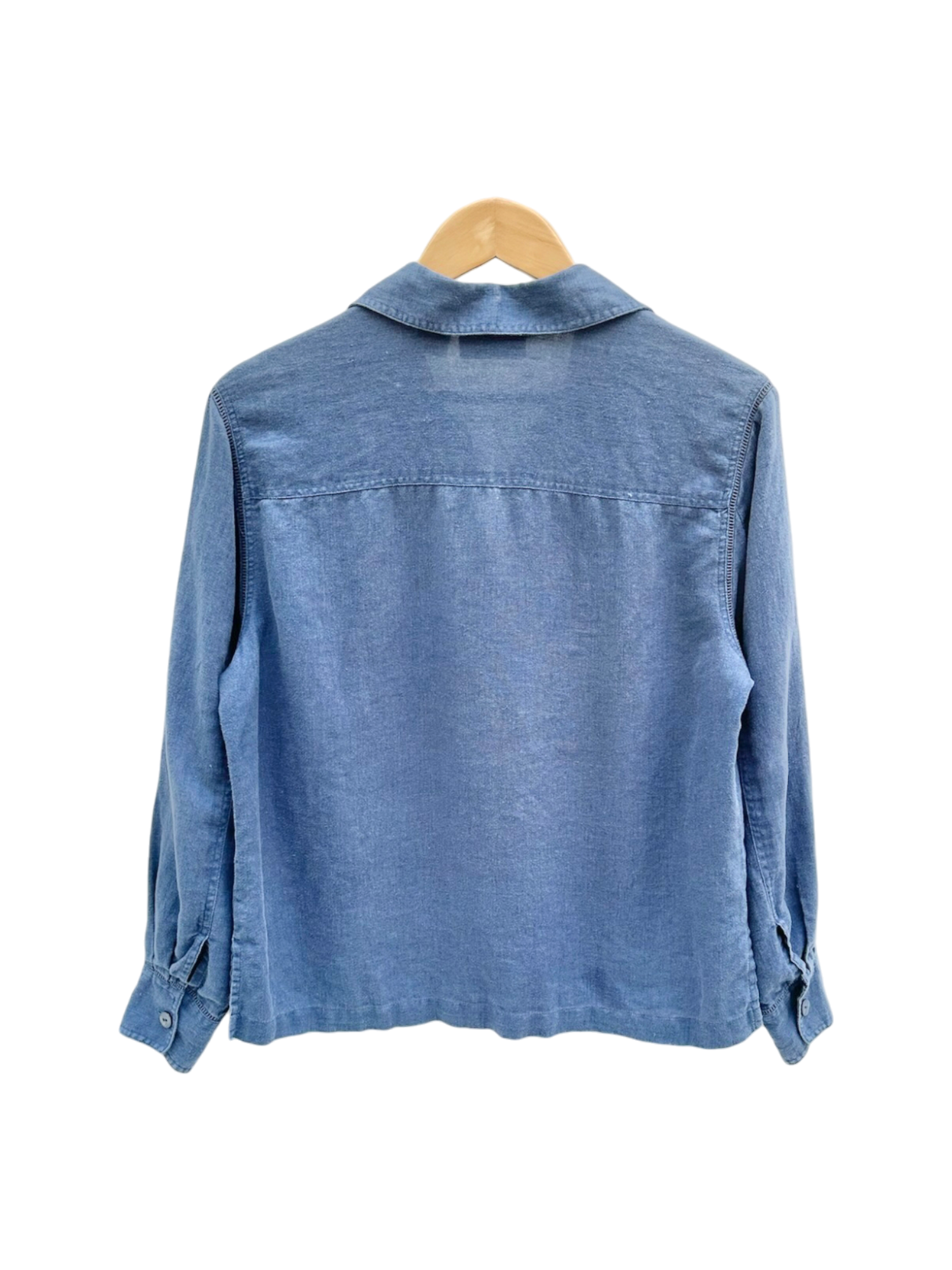 Vintage 90s Indigo Linen Button Up (M)