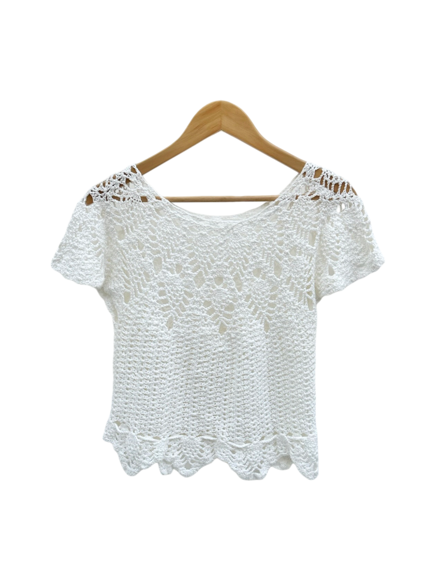 Vintage Retro Crochet Knit Top (S)