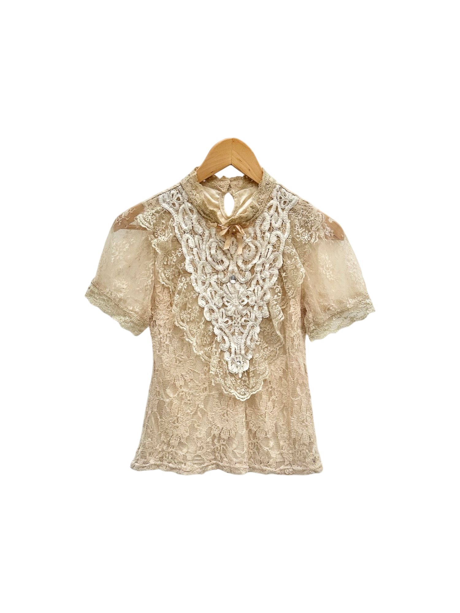 Vintage 80s Edwardian Lace Poet Blouse (S)