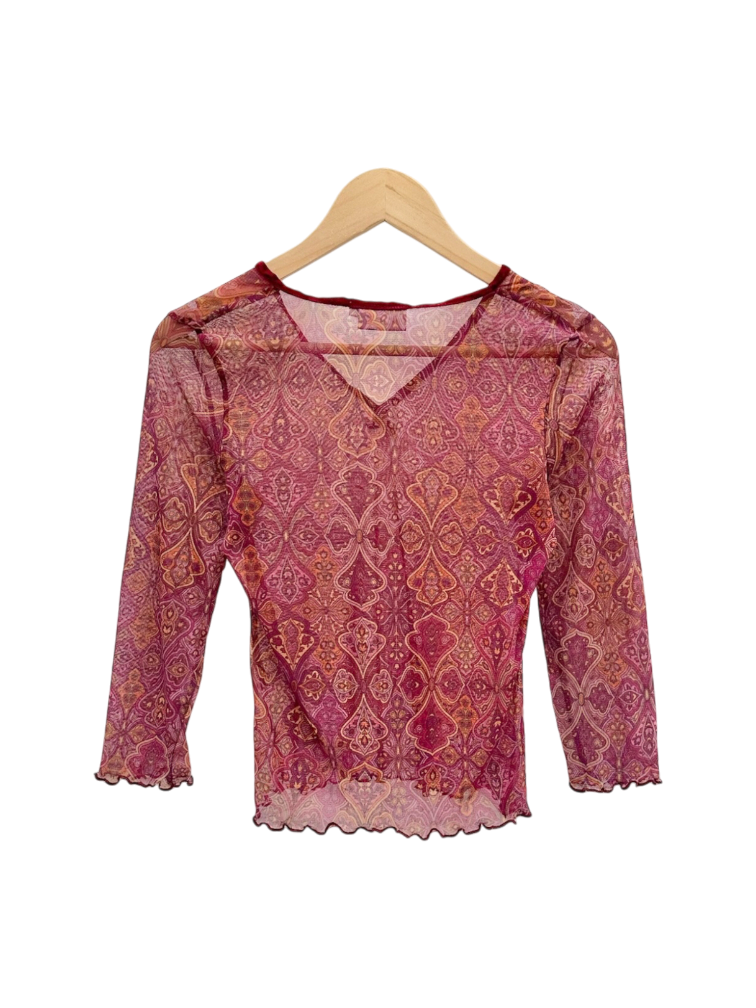 Vintage Semi Sheer Paisley Peach Knit (S)