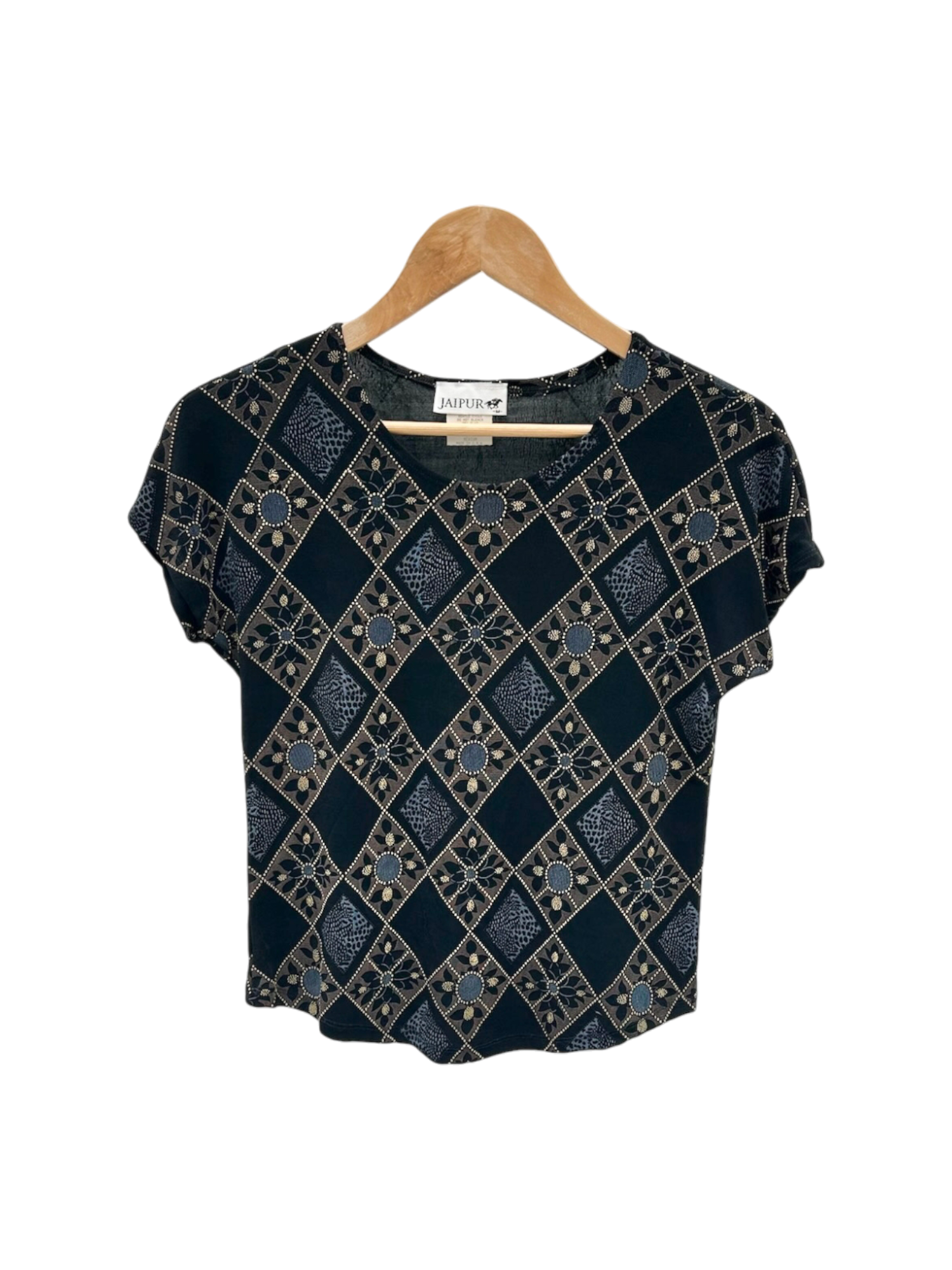 Vintage 90s Retro Geometric Knit Tee (M)