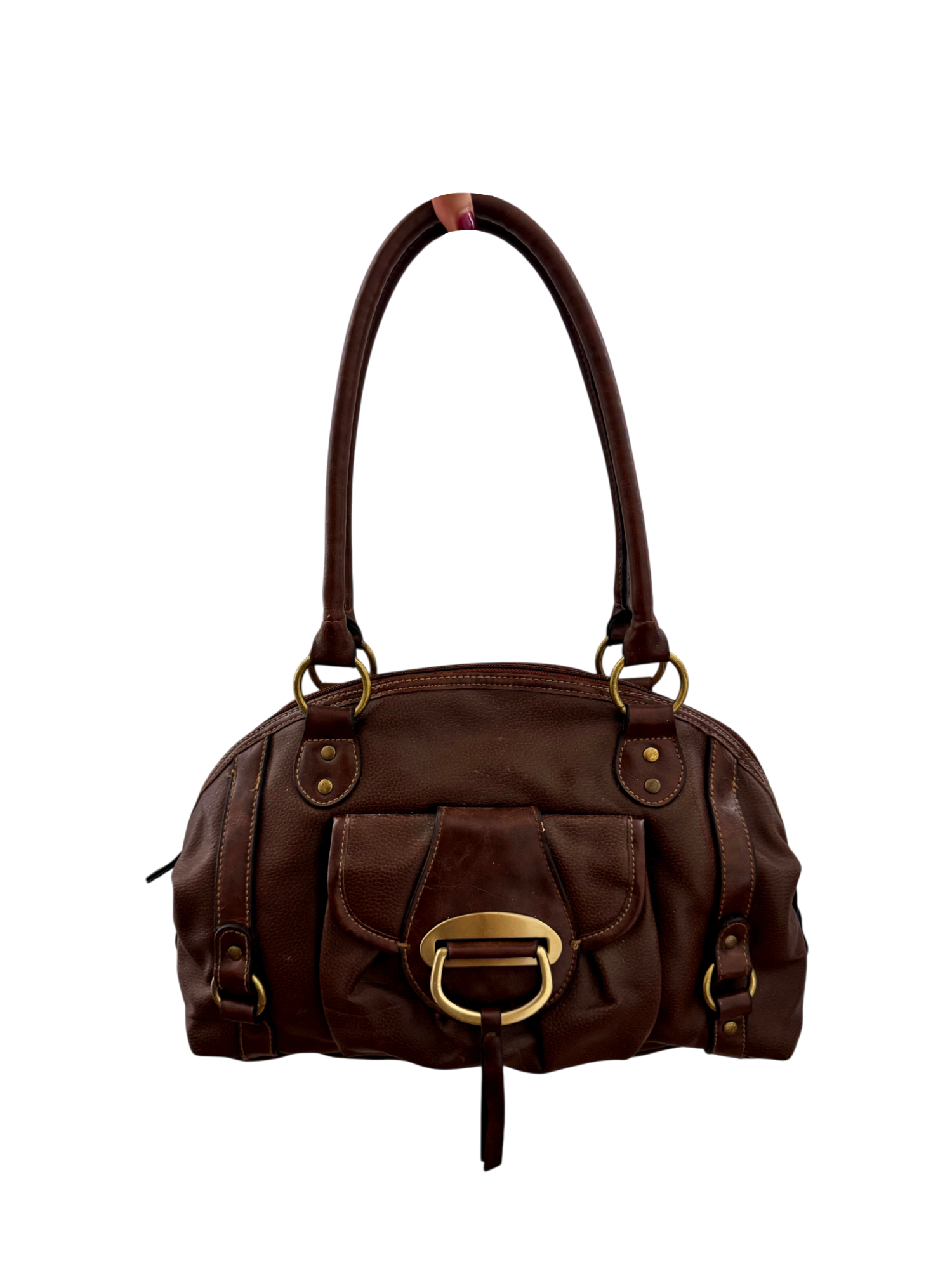 Vintage 90s Chocolate U-Shaped Bowler Purse