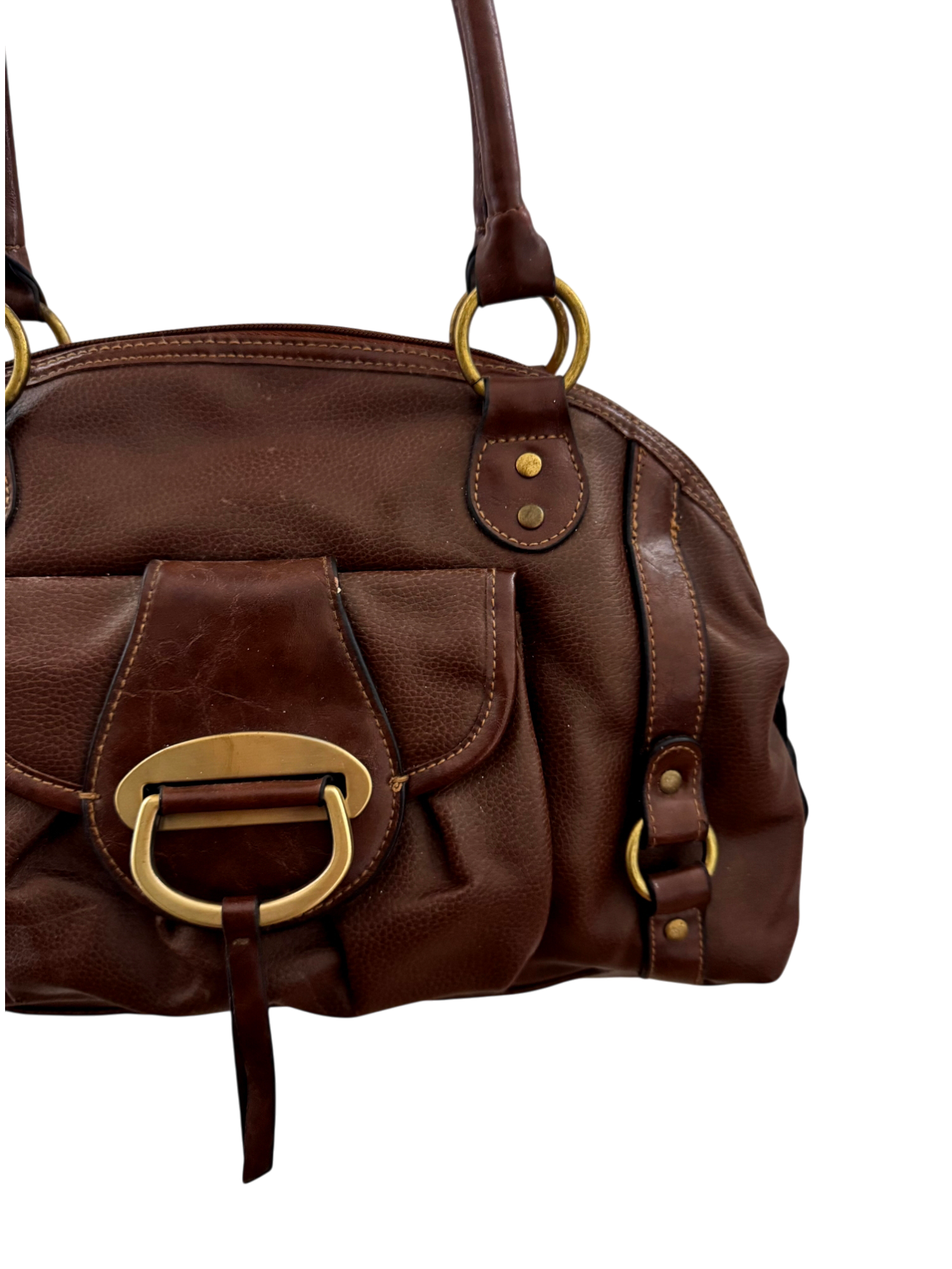 Vintage 90s Chocolate U-Shaped Bowler Purse