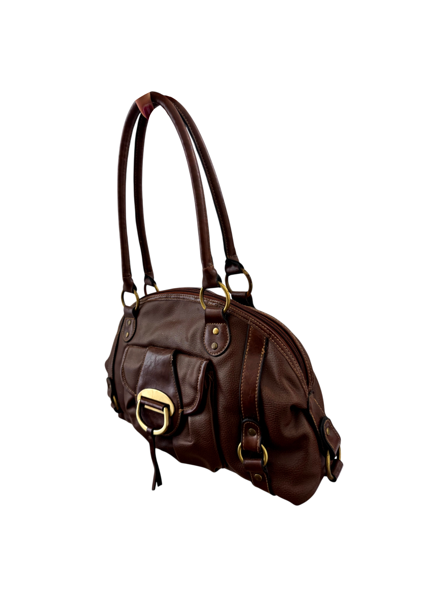 Vintage 90s Chocolate U-Shaped Bowler Purse