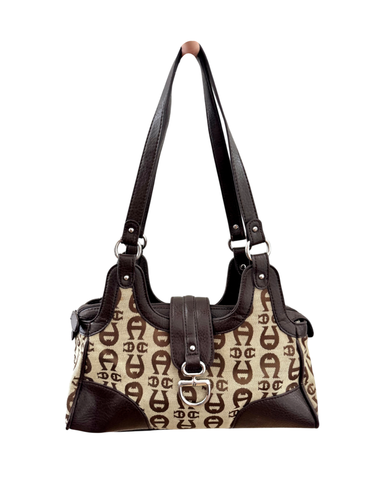 Vintage 90s Contrast Monogrammed Shoulder Purse