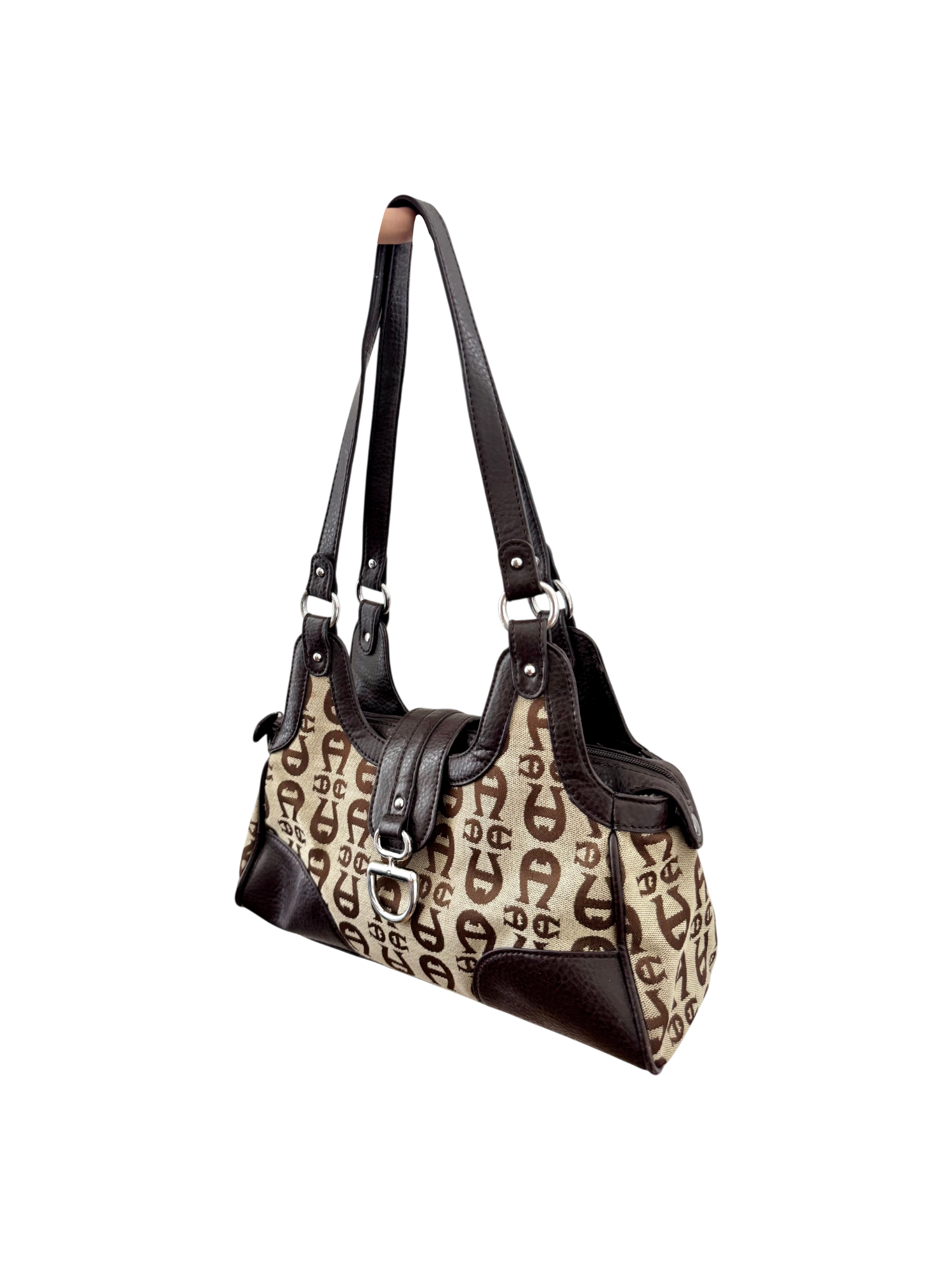Vintage 90s Contrast Monogrammed Shoulder Purse