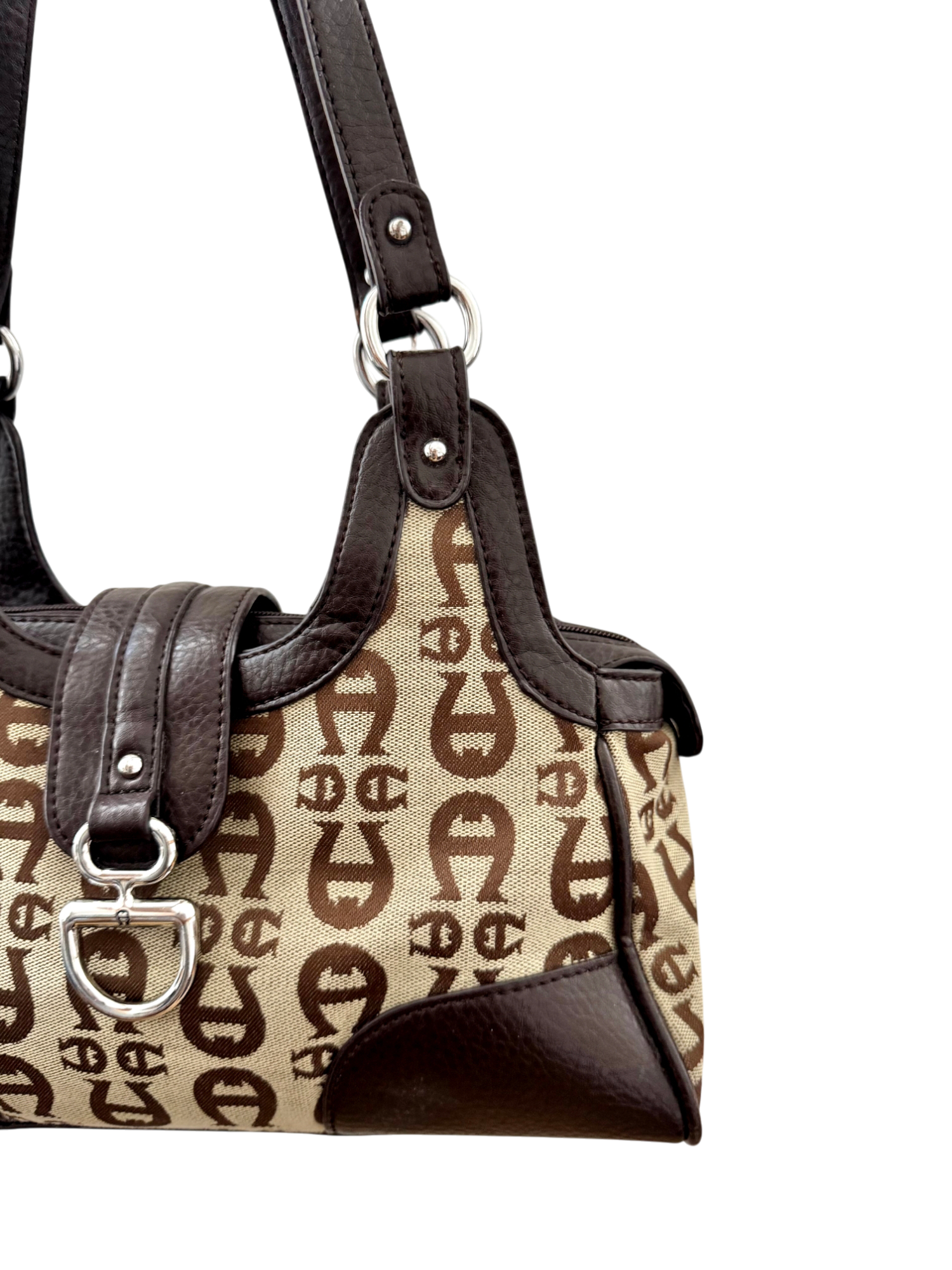 Vintage 90s Contrast Monogrammed Shoulder Purse