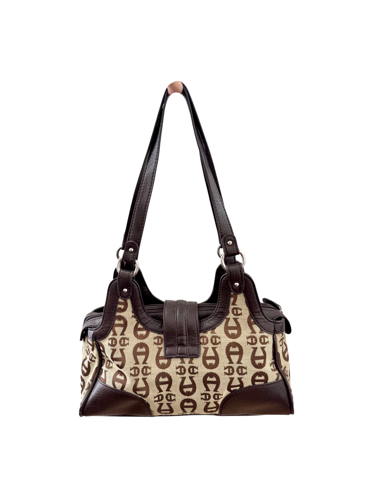 Vintage 90s Contrast Monogrammed Shoulder Purse