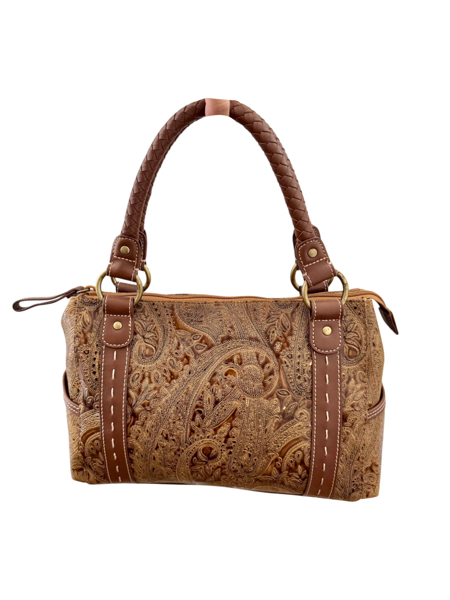 Vintage 90s Embossed Barrel Purse w/ Strap